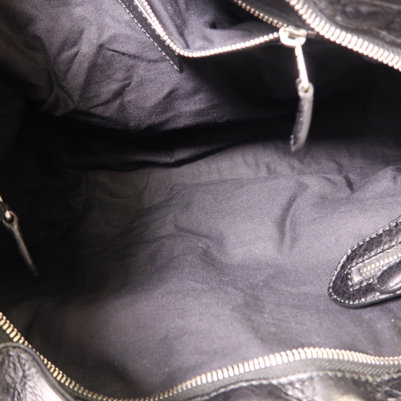 BALENCIAGA 牛皮皮革2 Way Shoulder銀扣手挽肩背兩用袋黑色