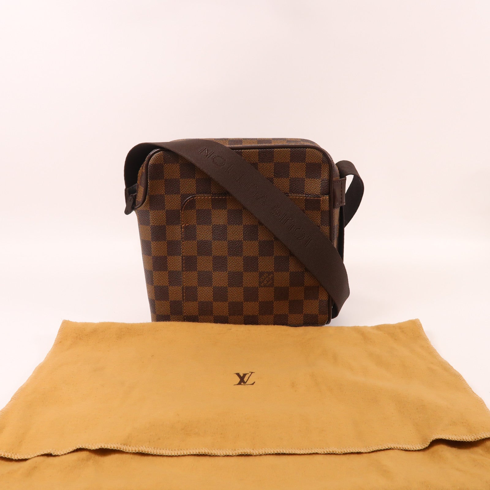 LOUIS VUITTON Damier Ebene Olav金扣肩背袋棕色