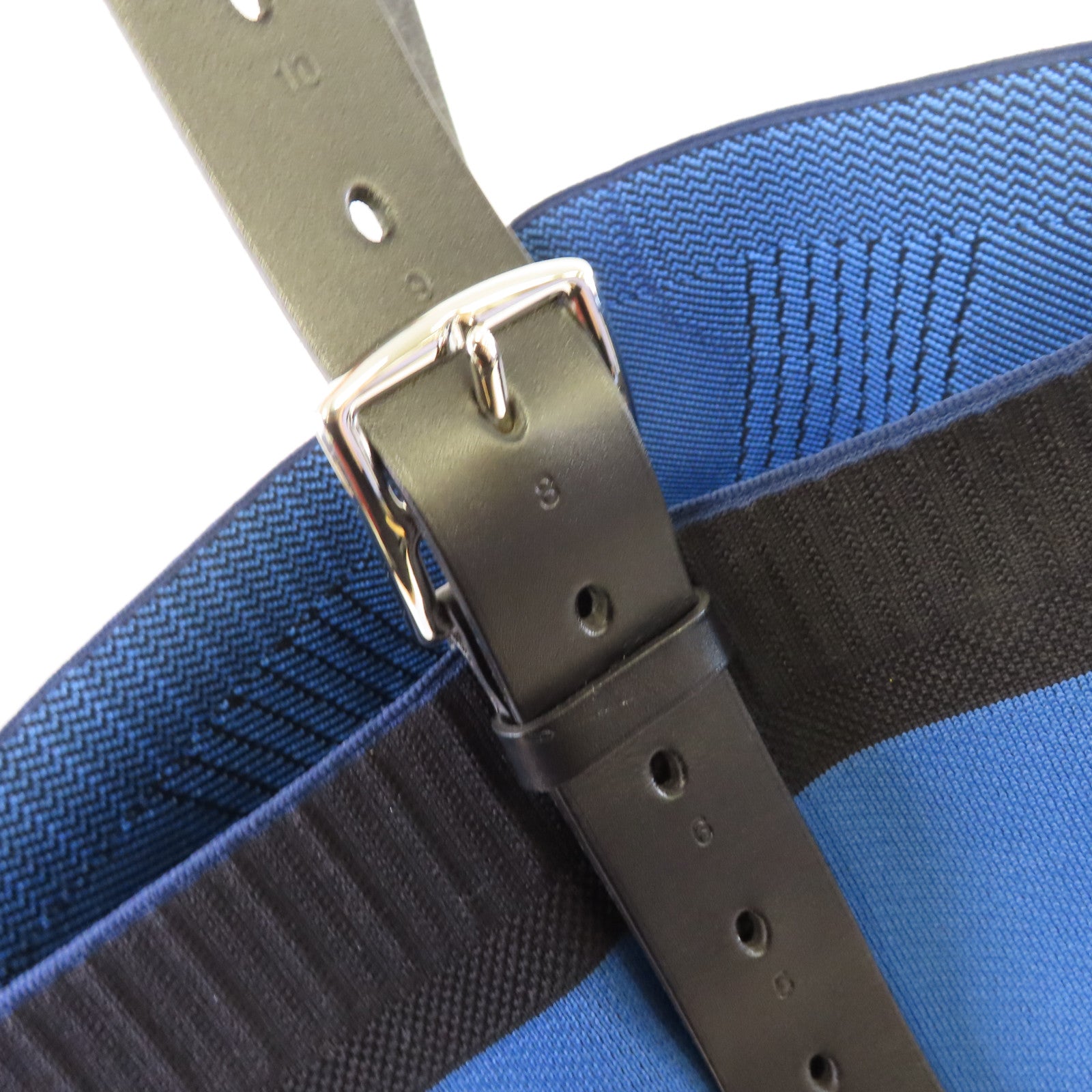 HERMES 【激減優惠】Jacquard帆布Etriviere MM Dynamo Shoulder Bag銀扣肩背袋藍色/黑色
