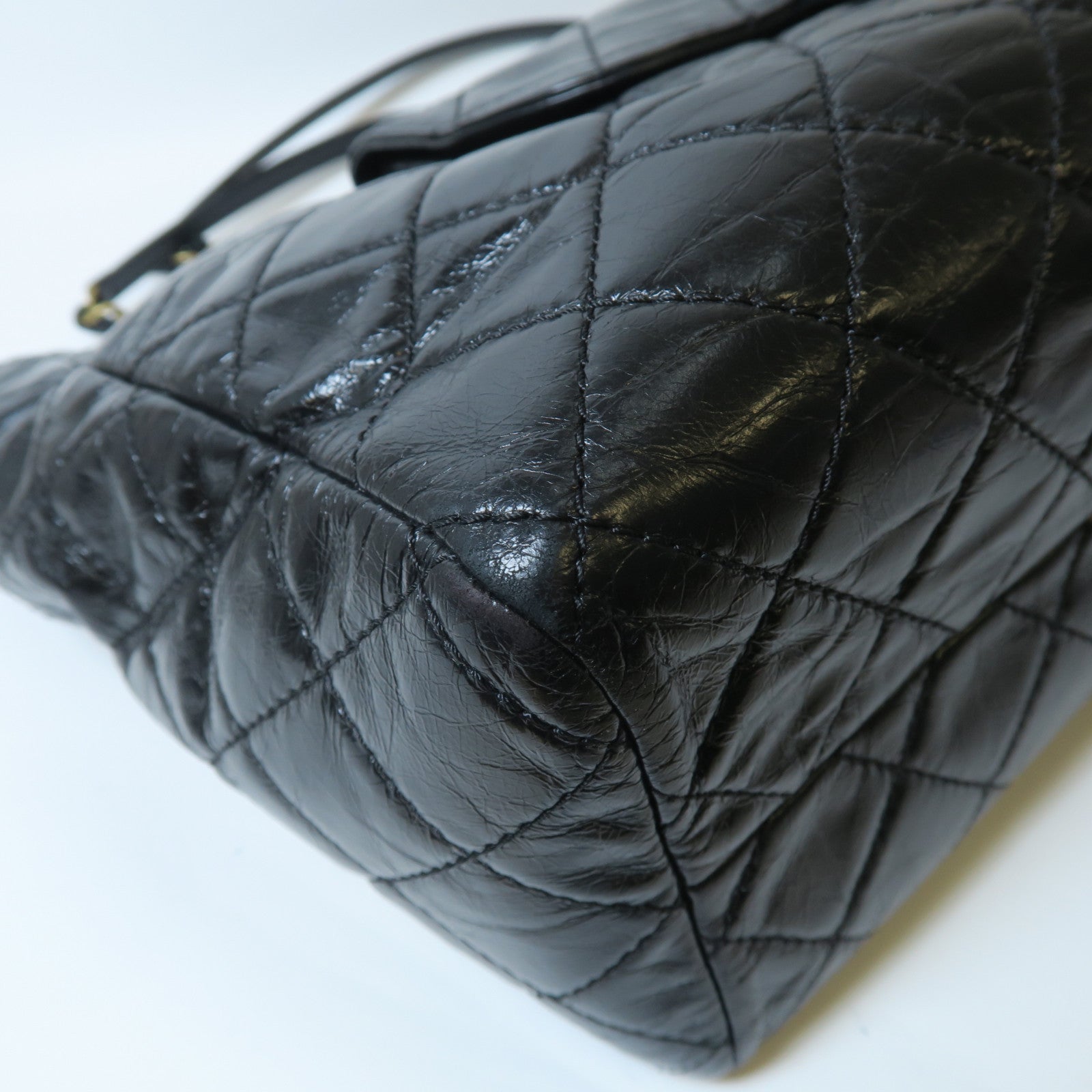 CHANEL 【激減優惠】菱格牛皮皮革Chain Shoulder金扣鏈帶肩背袋黑色