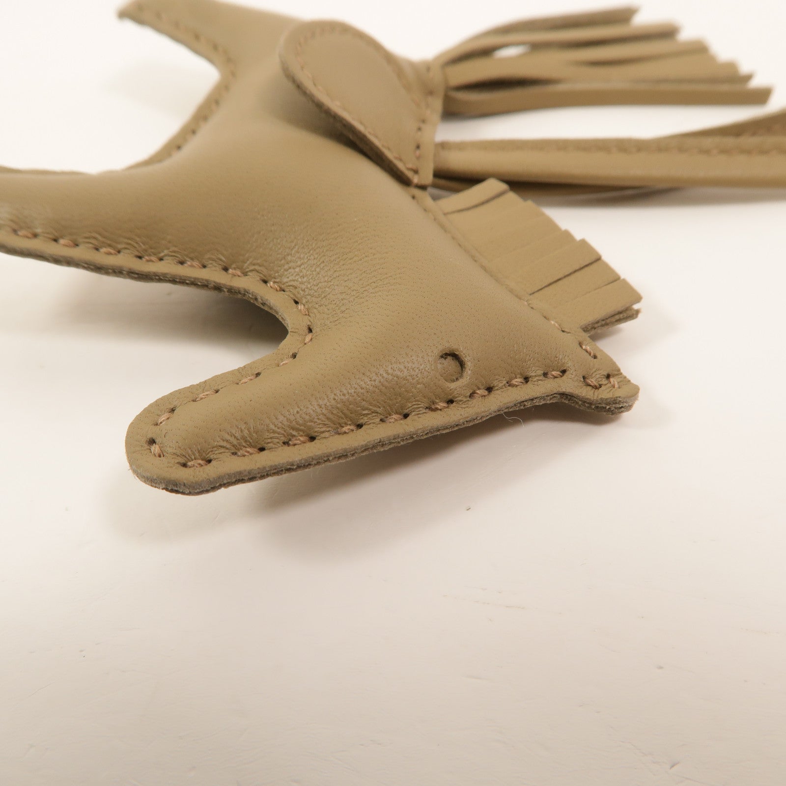 HERMES Milo皮革Rodeo PM掛飾Beige Marfa