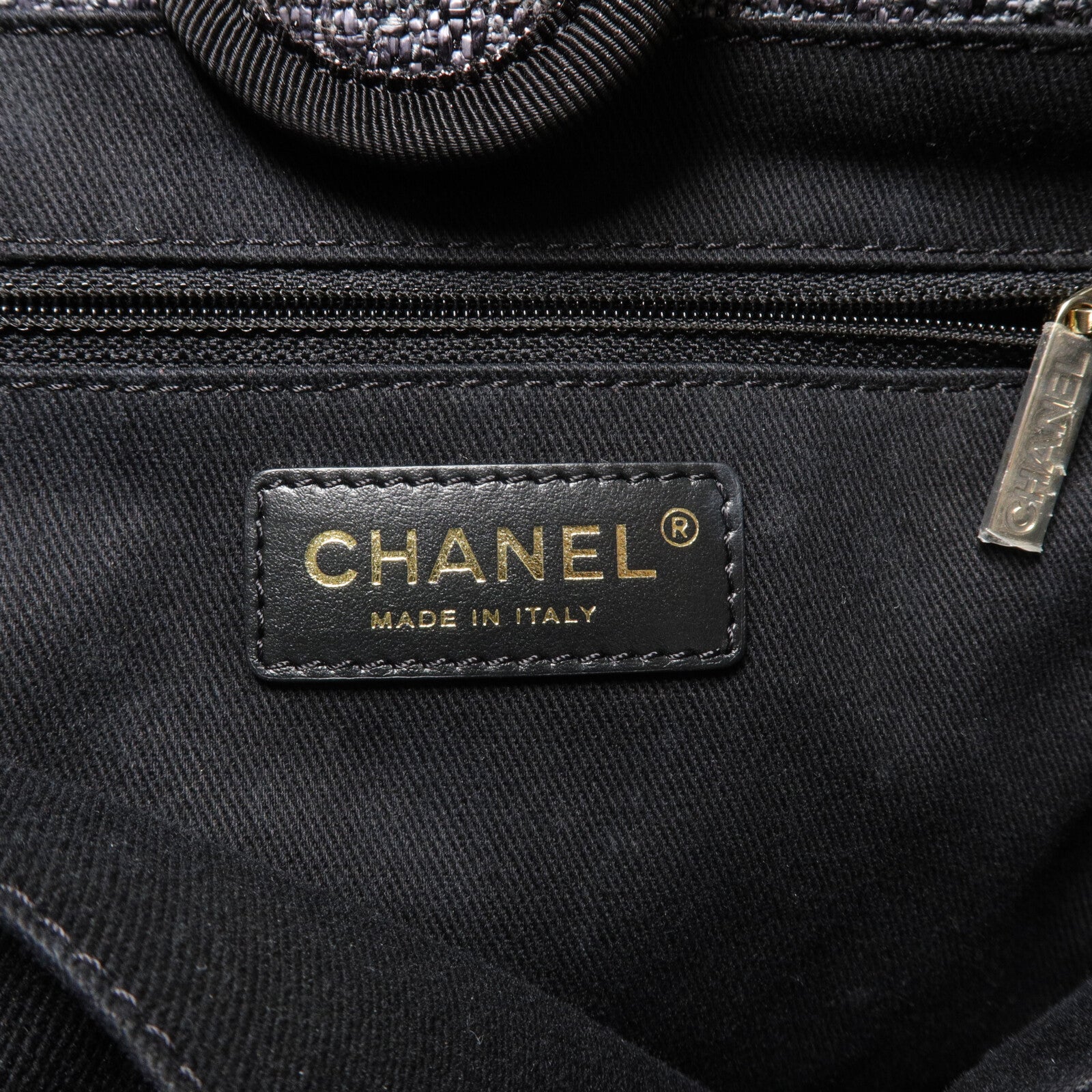 CHANEL 帆布Deaville Tote Bag鏈帶肩背袋