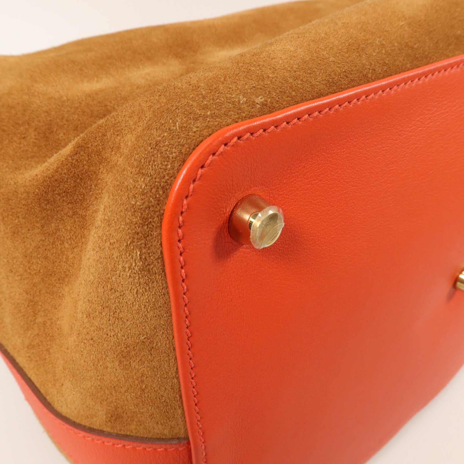 HERMES Veau Doblis/Swift皮革Tool Box 26手挽肩背兩用袋Capucine/Chamois