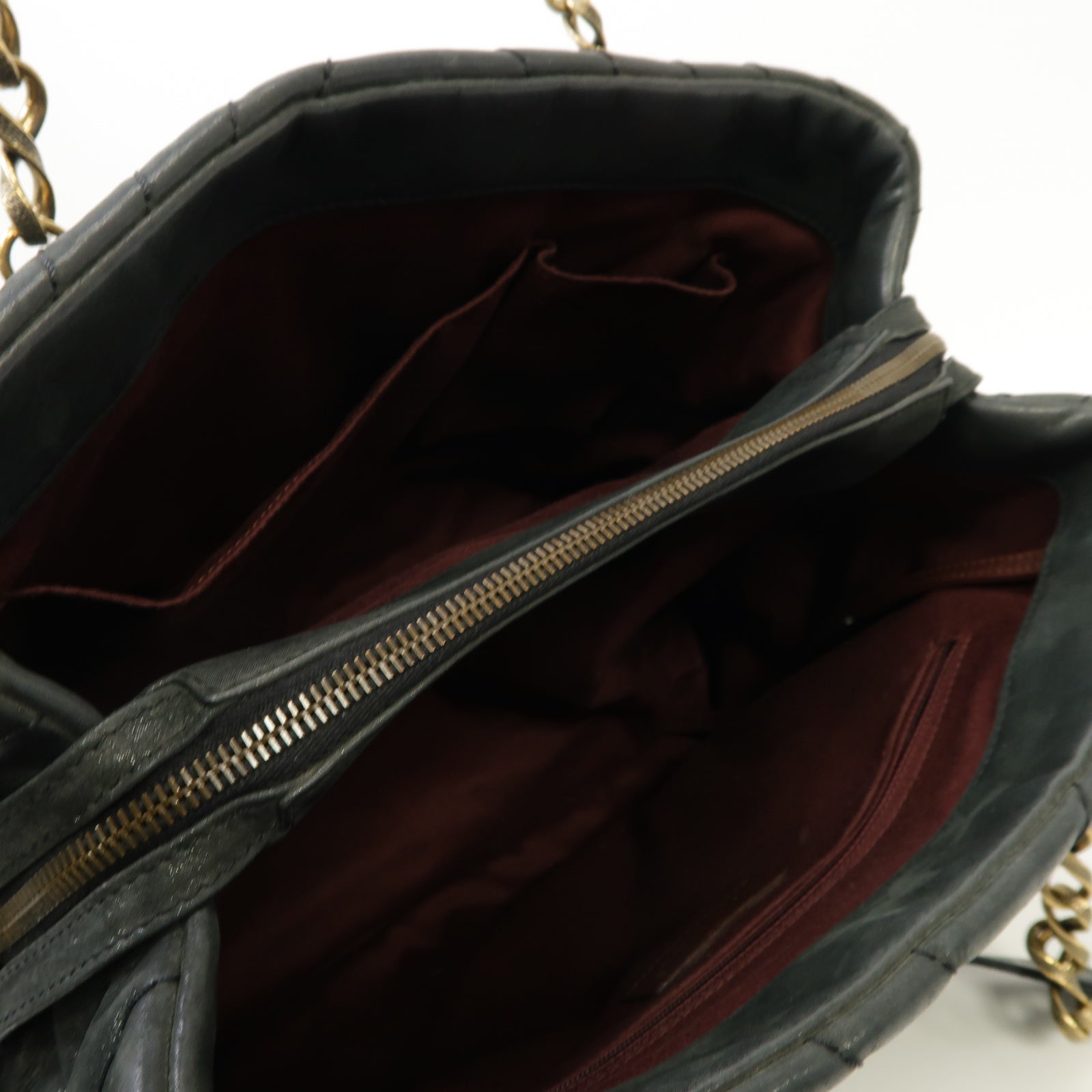 CHANEL 【清倉大減價】斜紋牛皮皮革Chain Shoulder Bag金扣肩背袋灰色
