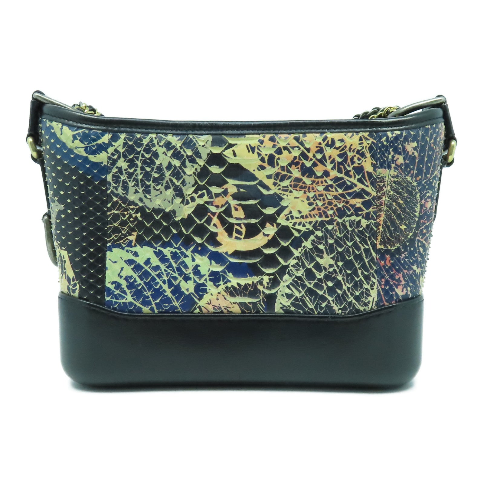 CHANEL 【清倉大減價】蛇皮皮革/牛皮皮革Garielle Small Bag金扣鏈帶肩背袋藍色/黑色
