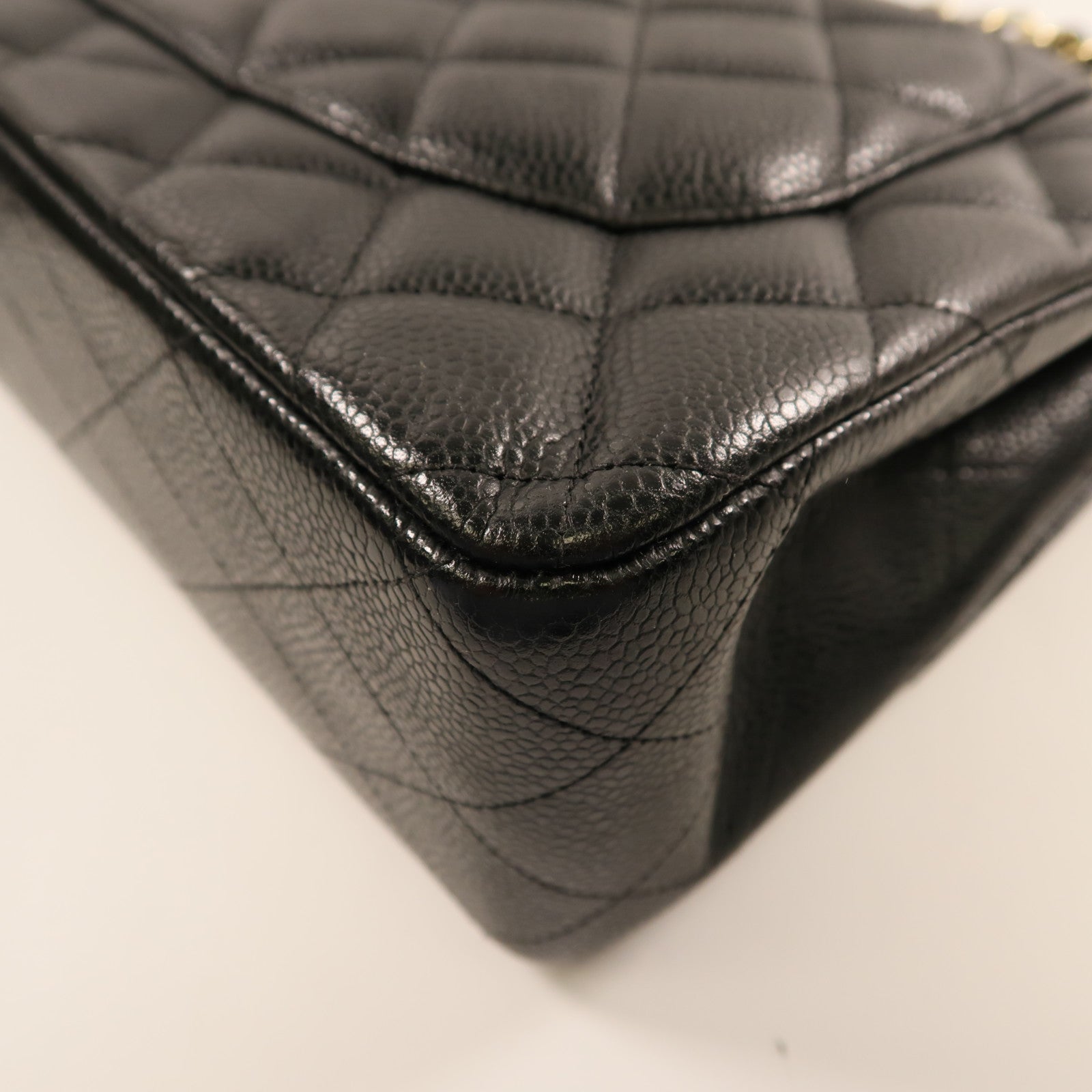 CHANEL 牛皮皮革Large Classic金扣鏈帶肩背袋黑色