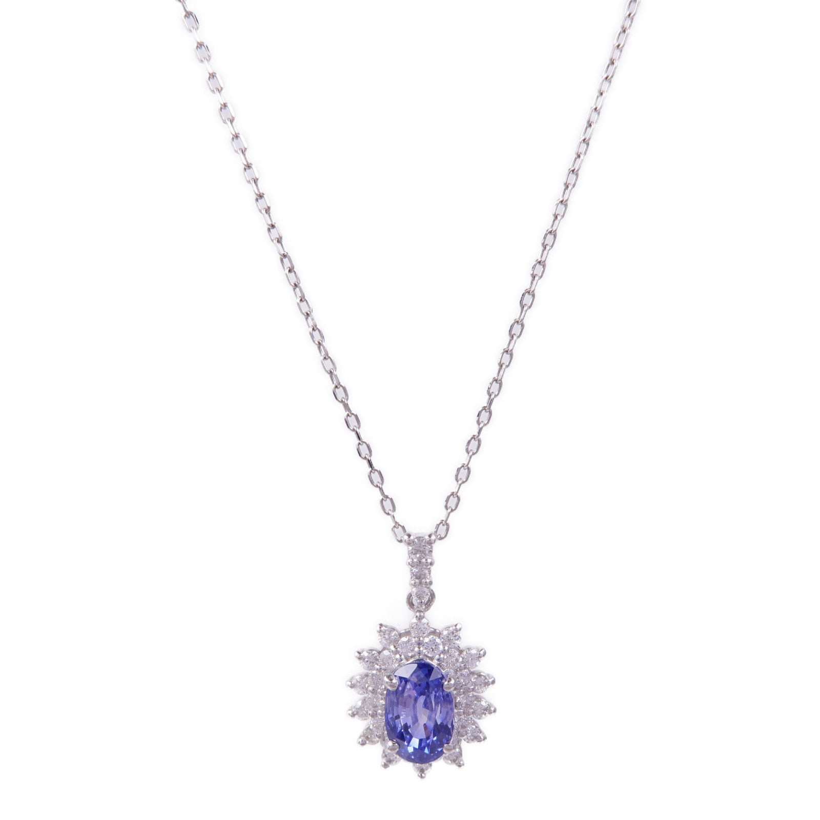 JEWELRY PT900/PT850鉑金Sapphire Diamond Necklace藍寶石/鑽石項鍊