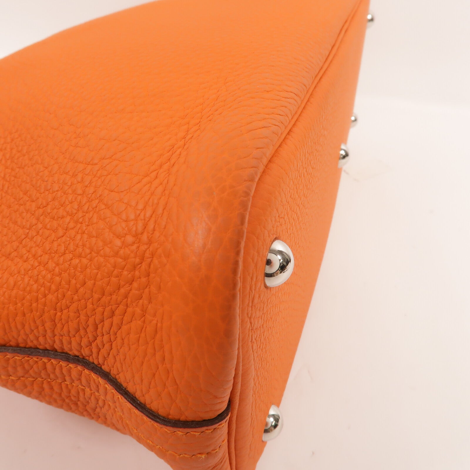 HERMES Clemence皮革Bolide 31手挽袋Orange