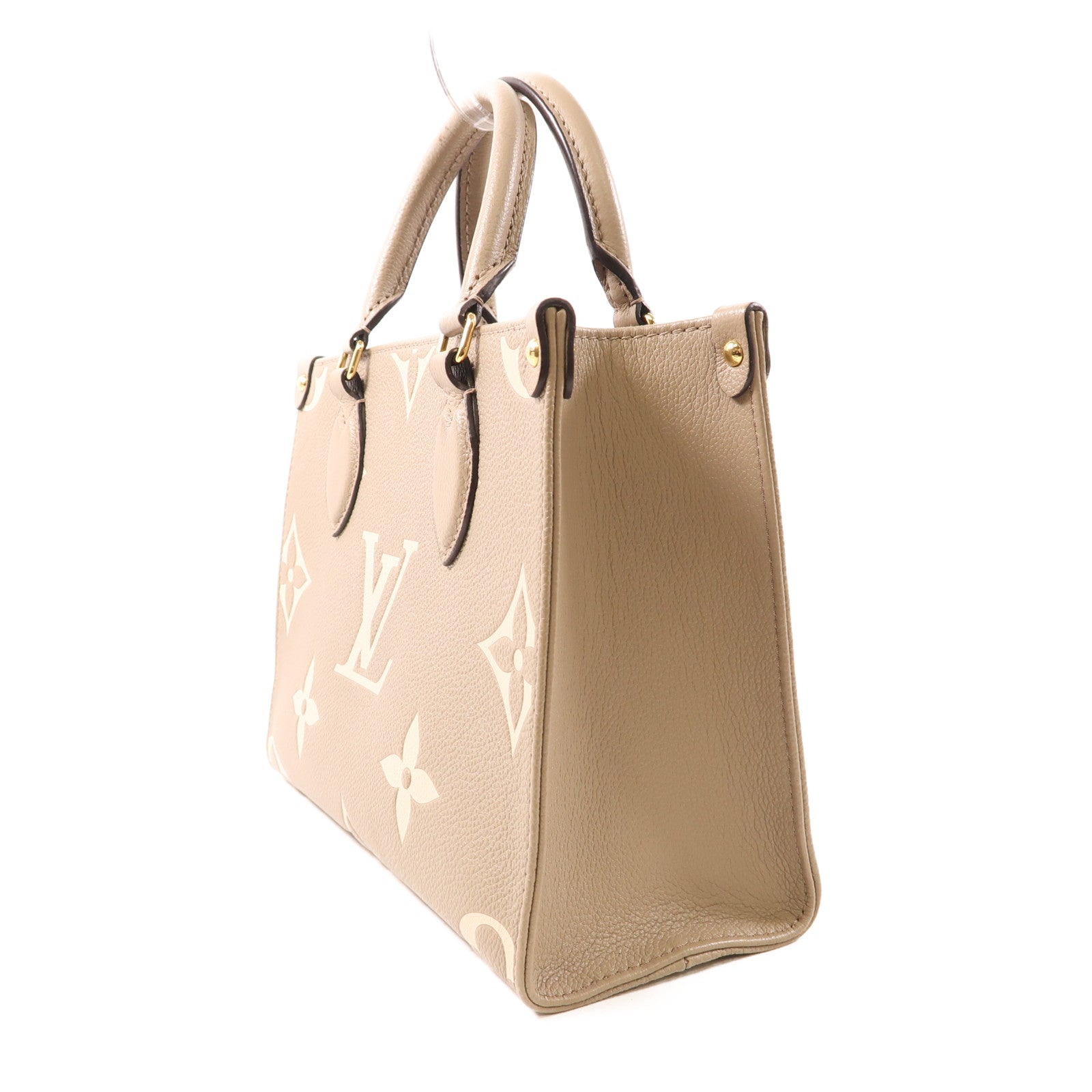 LOUIS VUITTON Monogram Empreinte OnTheGo PM金扣手挽肩背兩用袋灰色