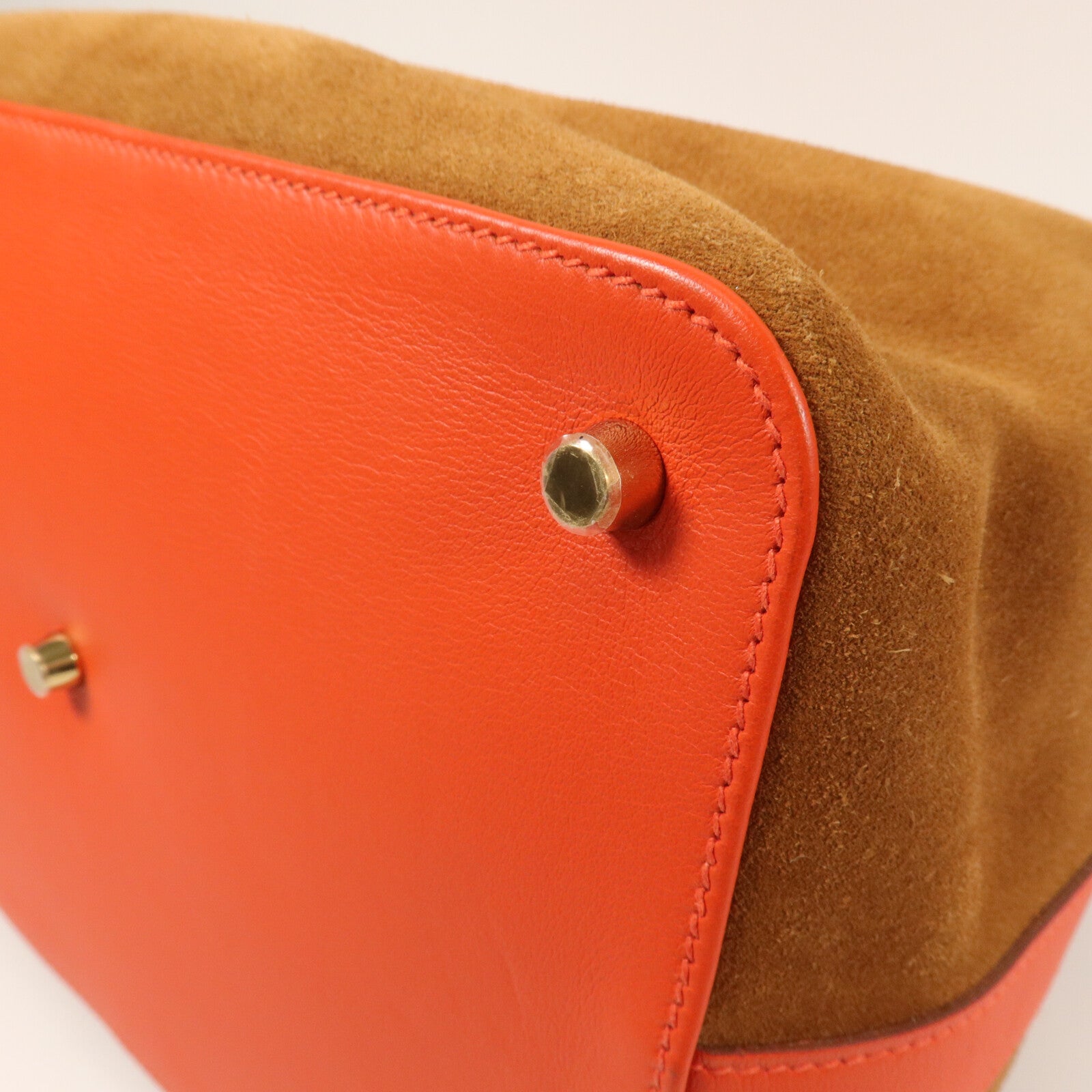 HERMES Veau Doblis/Swift皮革Tool Box 26手挽肩背兩用袋Capucine/Chamois