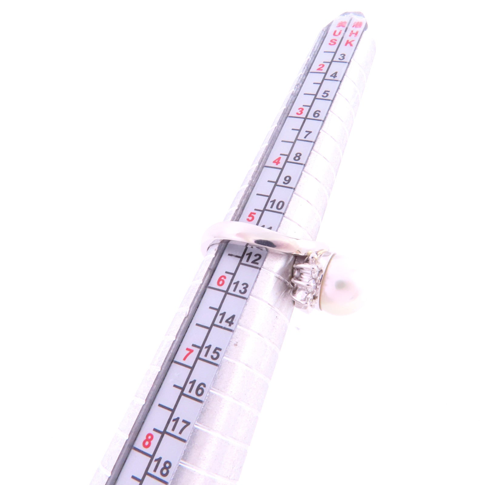 JEWELRY 【激減優惠】PT900鉑金/珍珠/鑽石Pearl Diamond Ring戒指US#5.25