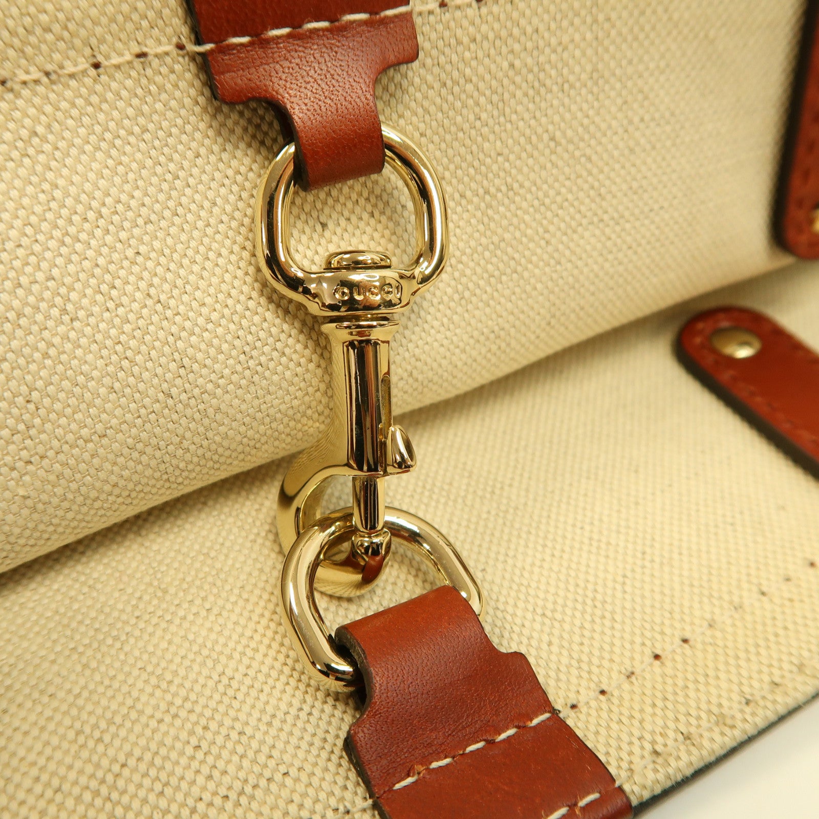GUCCI 帆布Shoulder Bag金扣肩背袋啡色
