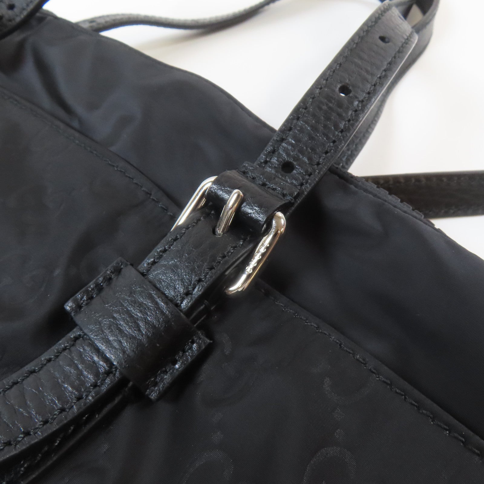 GUCCI 尼龍2 Way Shoulder Bag銀扣手挽肩背兩用袋黑色