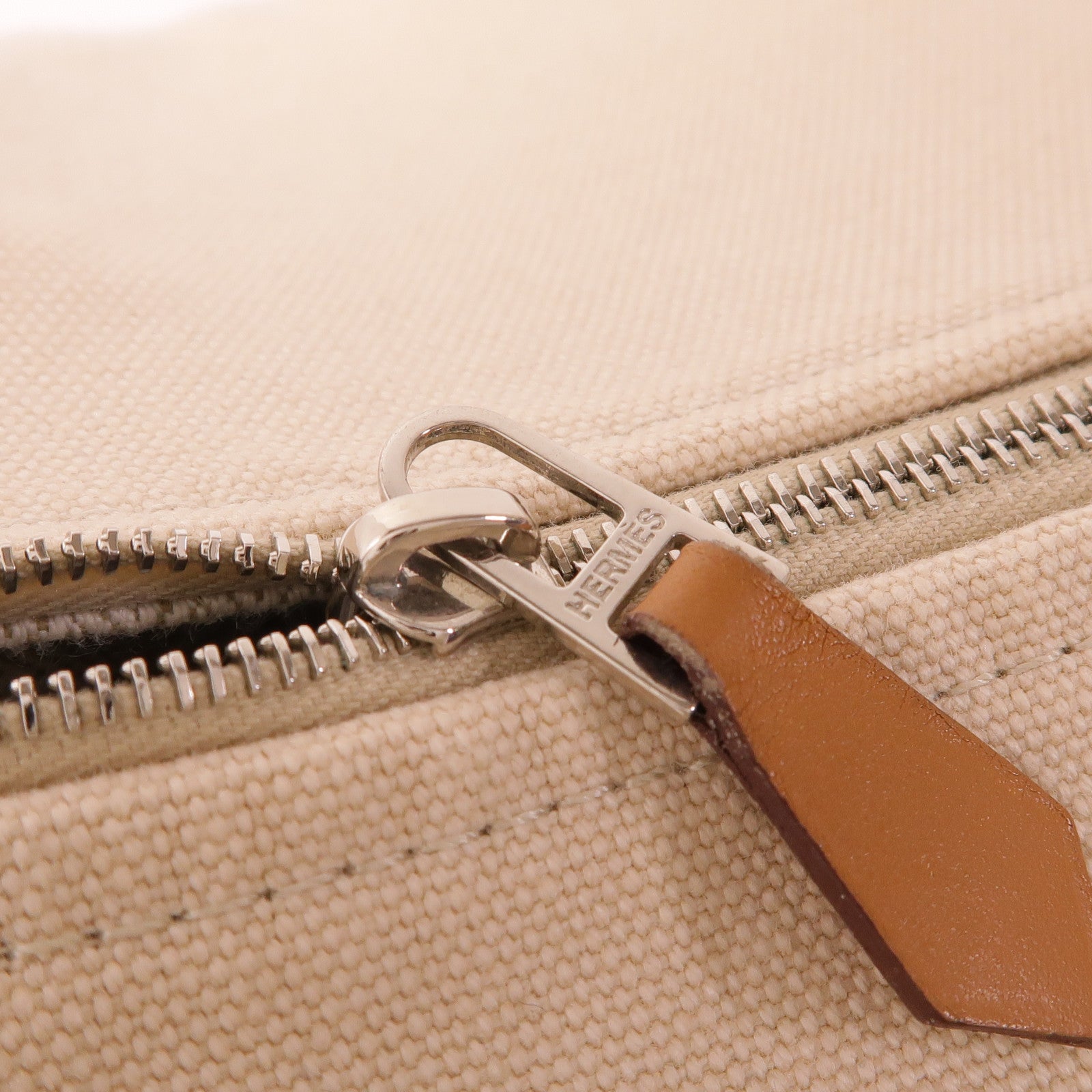 HERMES PHW Bride a Brac GM Handbag Canvas Beige