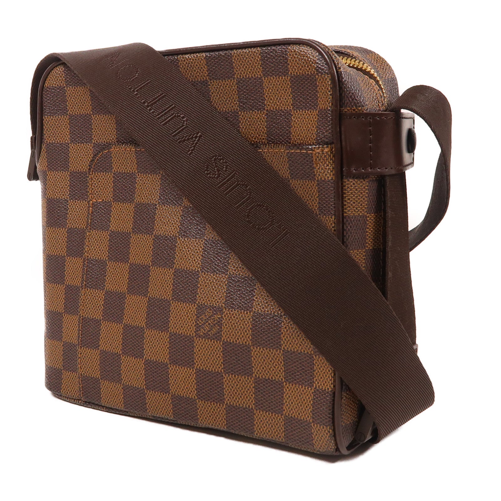 LOUIS VUITTON Damier Ebene Olav金扣肩背袋棕色