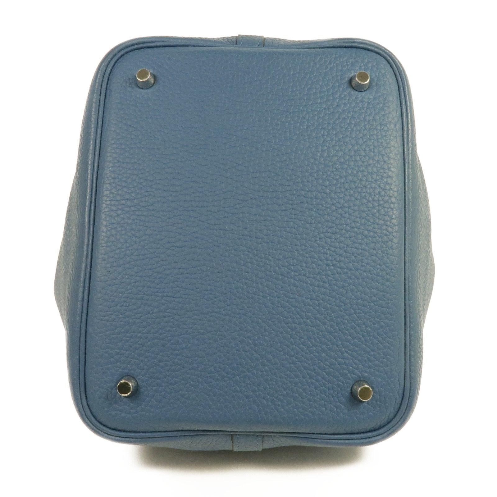 HERMES Clemence皮革Picotin MM銀扣手挽袋Cobalt