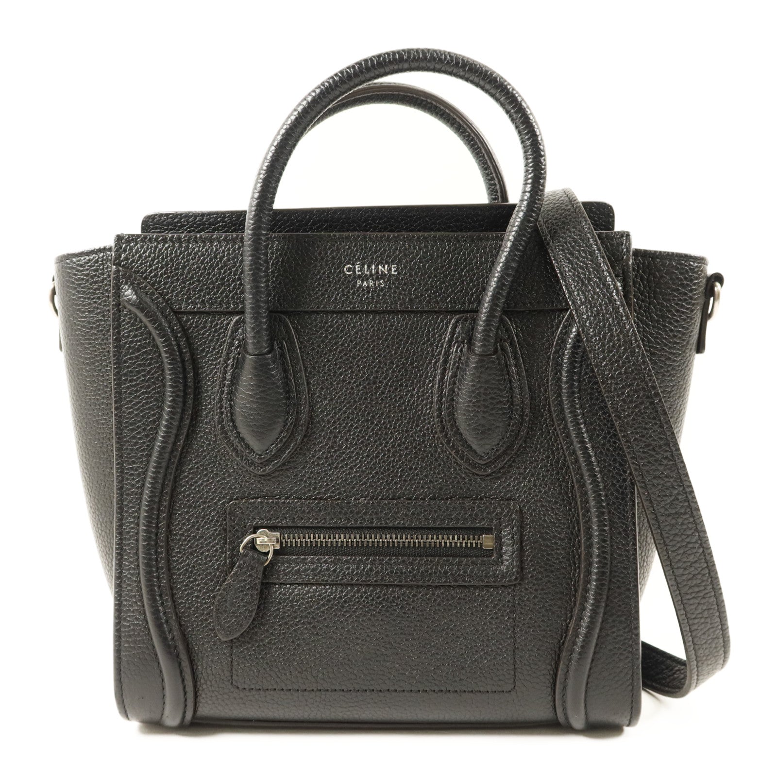 CELINE 牛皮皮革Nano Luggage銀扣手挽肩背兩用袋