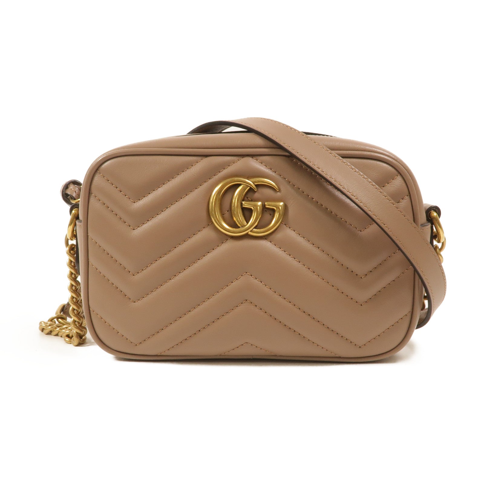 GUCCI 牛皮皮革GG Marmont Mini鏈帶肩背袋