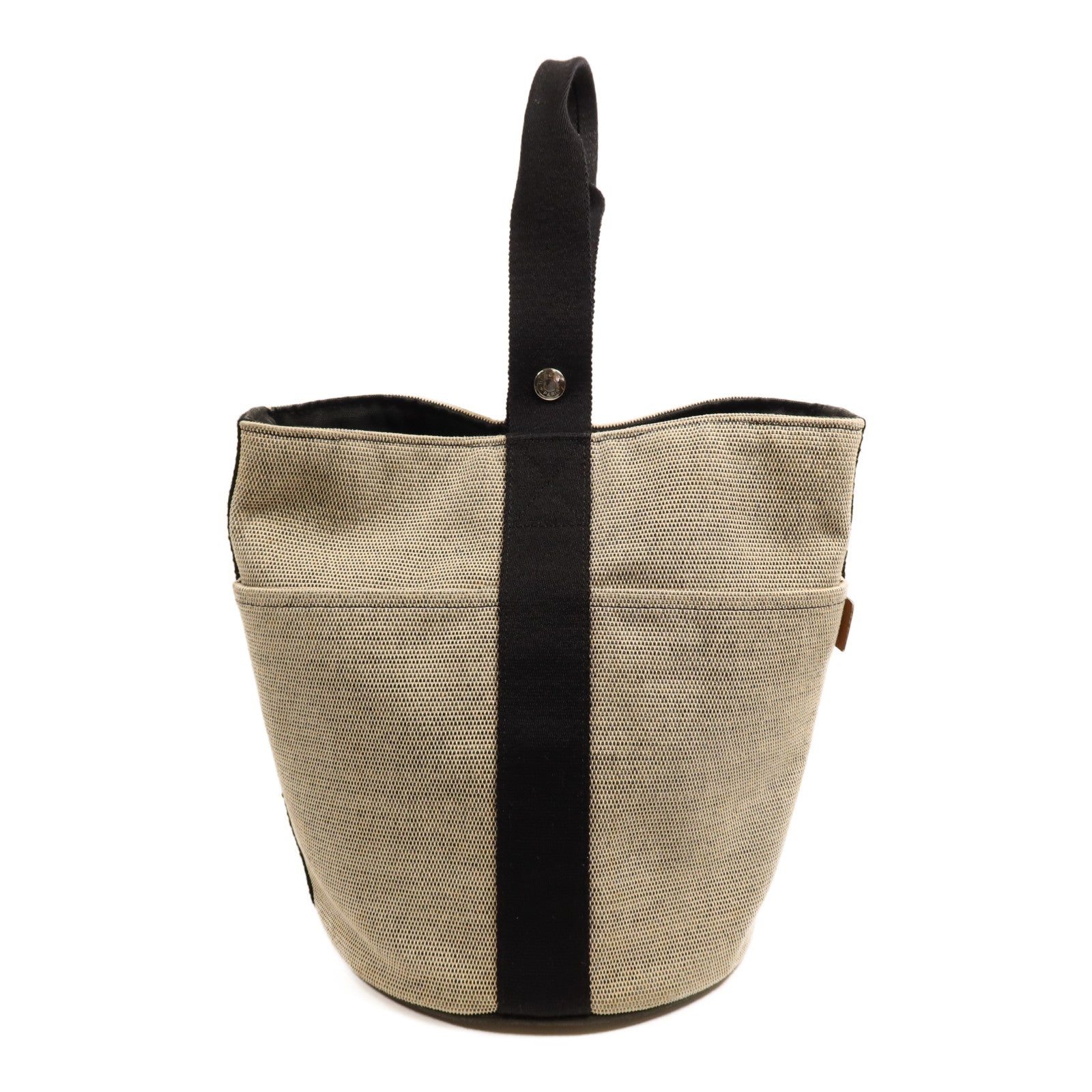 HERMES 帆布Saxo MM銀扣手挽袋