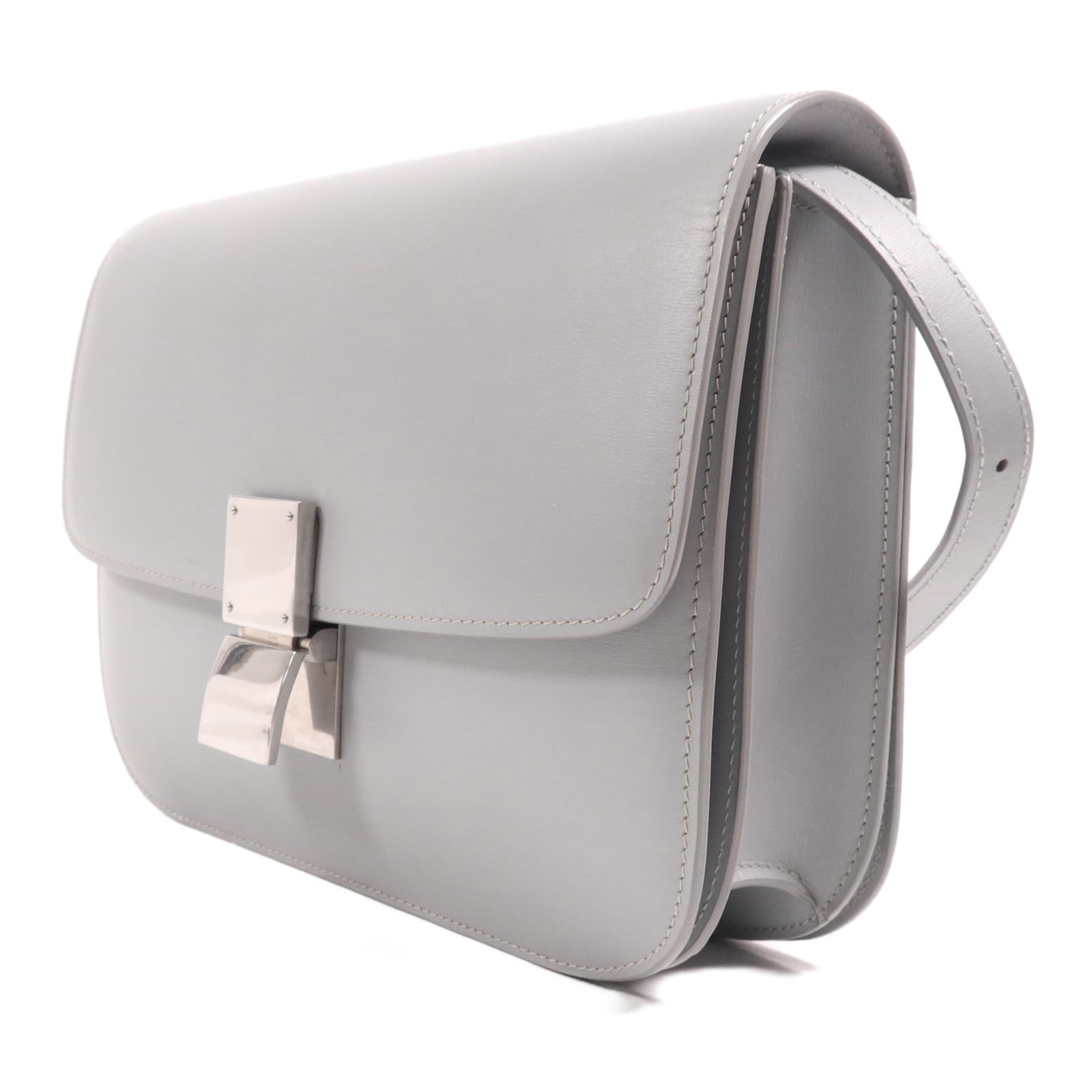 CELINE 牛皮皮革Classic Box銀扣肩背袋