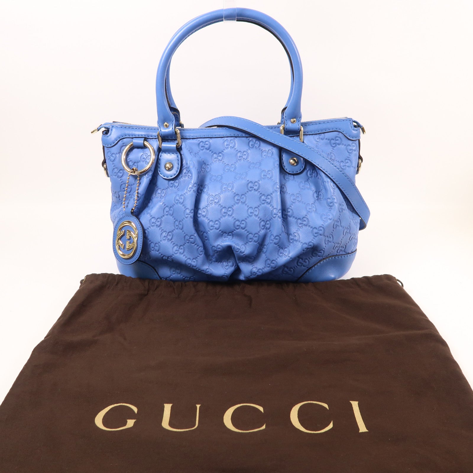GUCCI 牛皮皮革2 Way Shoulder金扣手挽肩背兩用袋