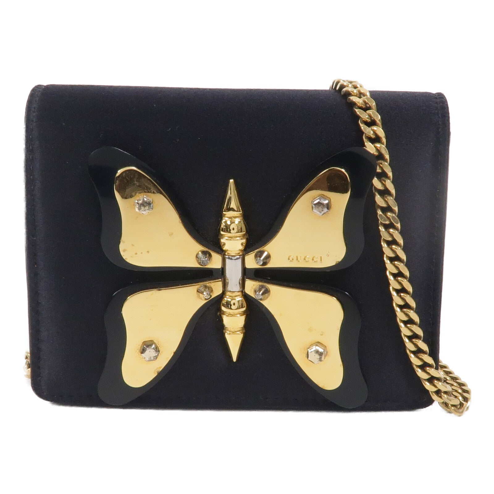GUCCI Satin Butterfly鏈帶肩背袋