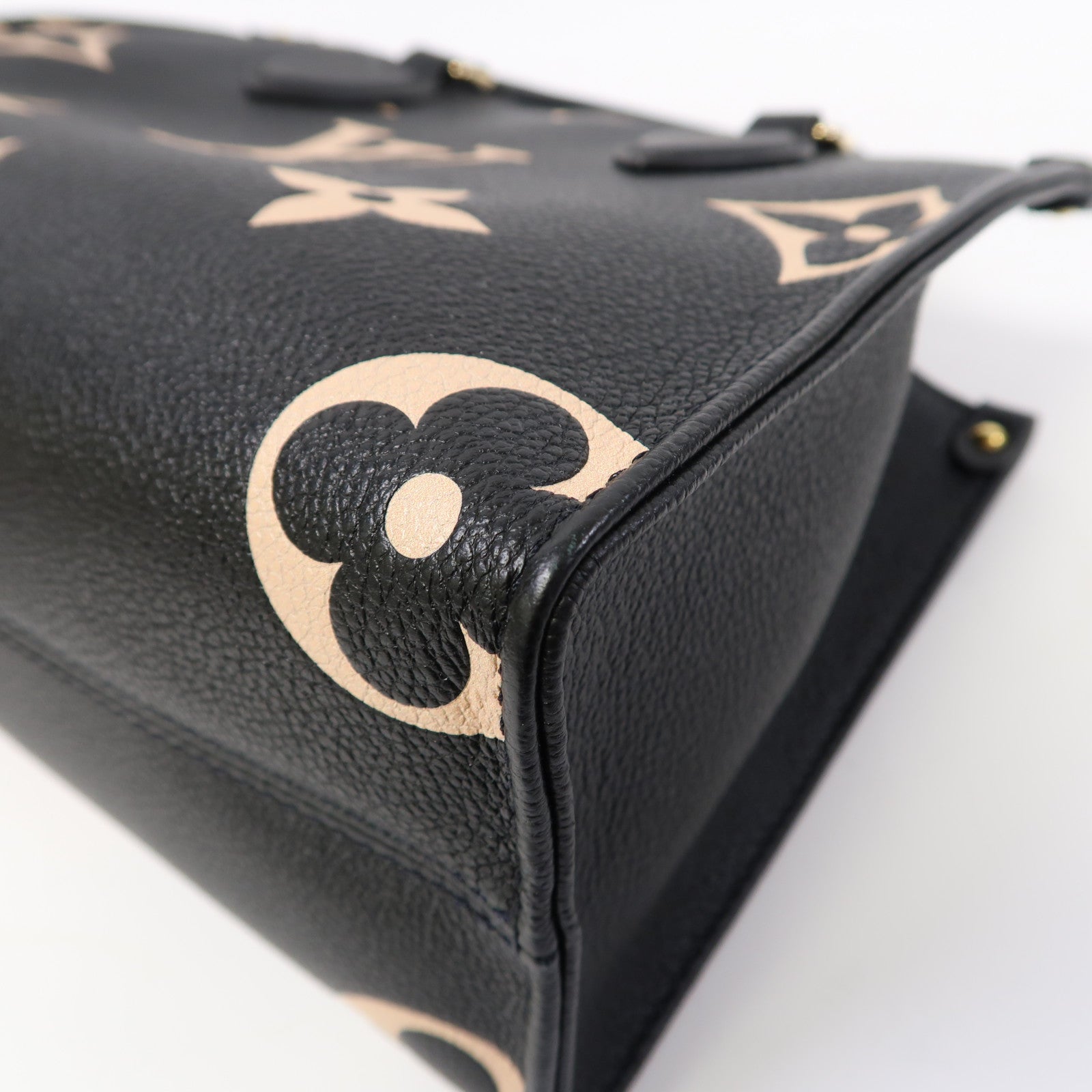 LOUIS VUITTON Monogram Empreinte On The Go PM金扣手挽肩背兩用袋黑色