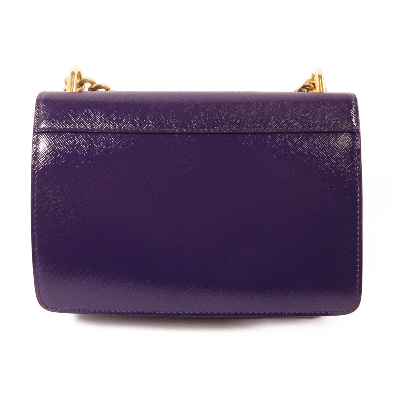 PRADA 塗層帆布Chain Shoulder Bag金扣鏈帶肩背袋紫色
