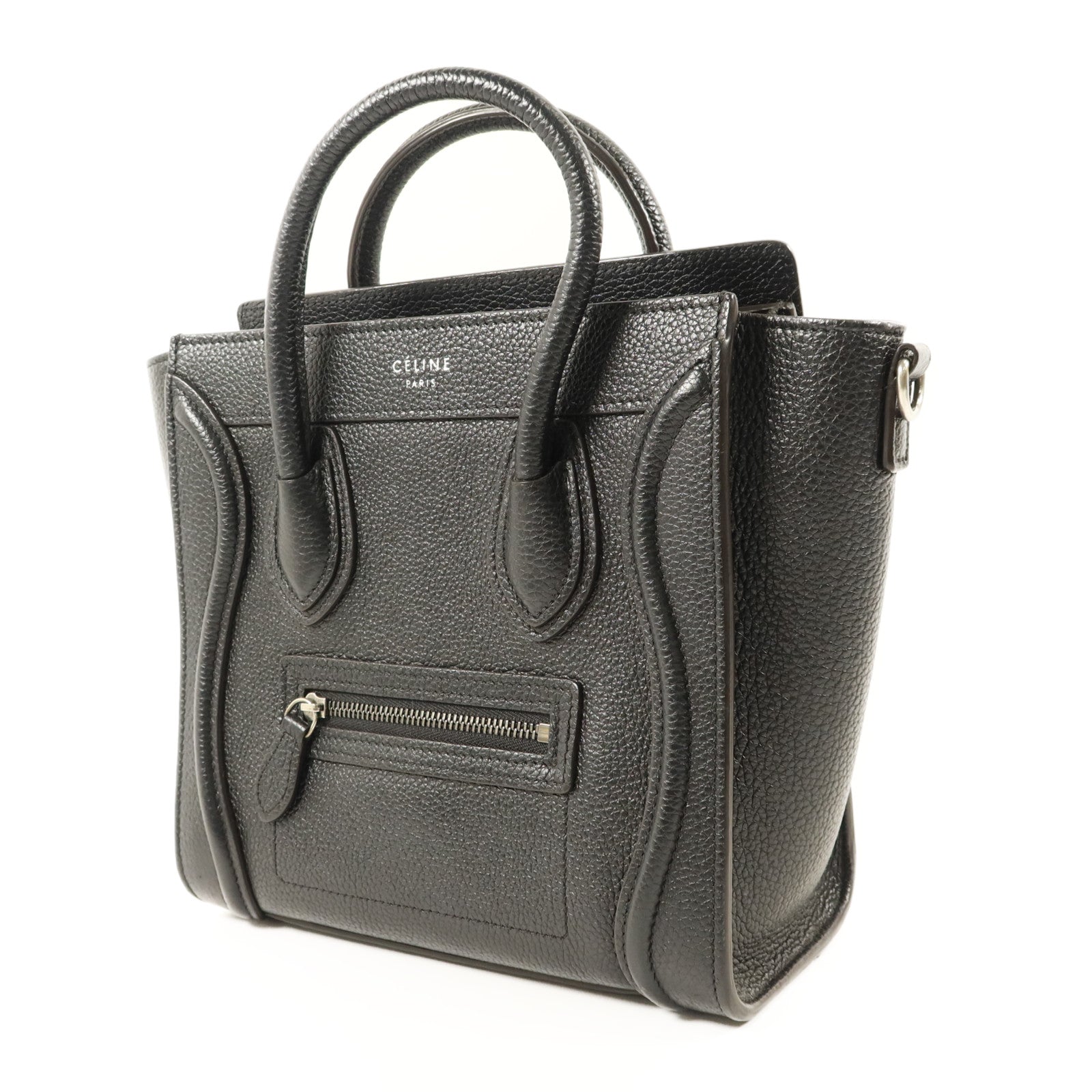 CELINE 牛皮皮革Nano Luggage銀扣手挽肩背兩用袋