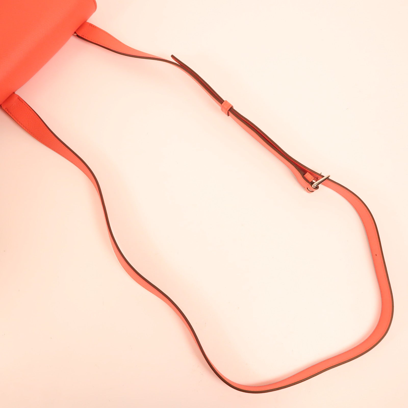 HERMES Epsom皮革Della Cavalleria Mini銀扣肩背袋Rose Texas