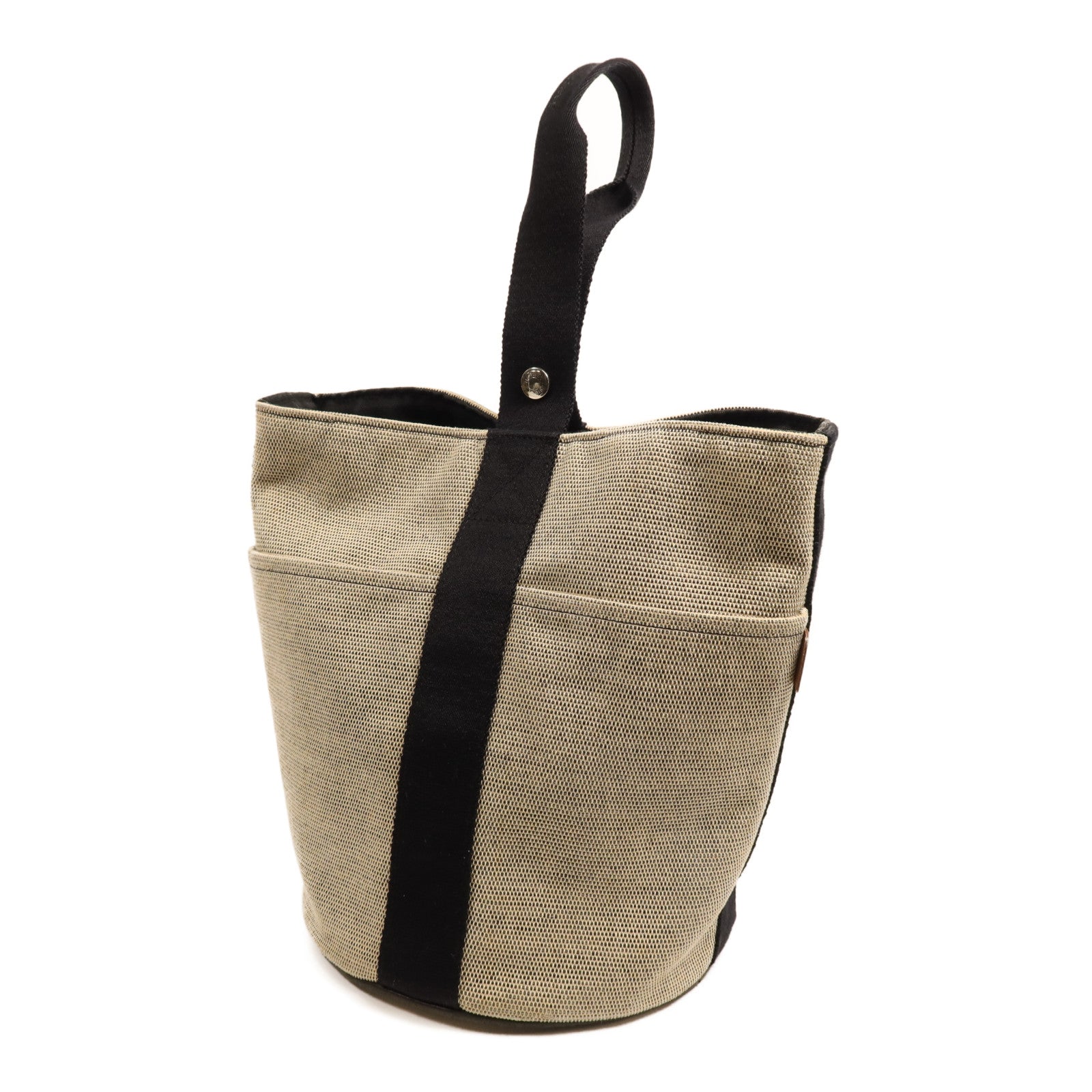 HERMES 帆布Saxo MM銀扣手挽袋