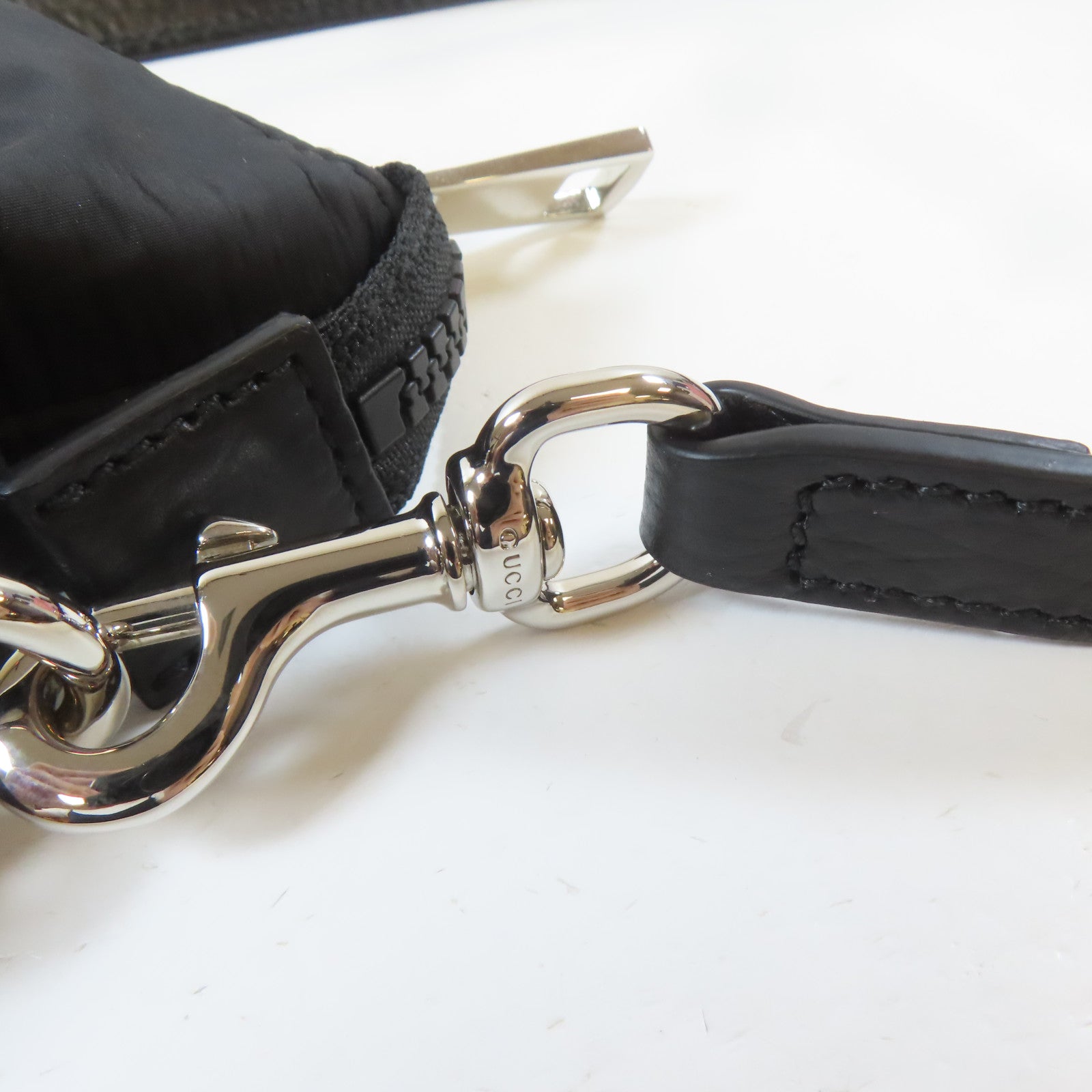 GUCCI 尼龍2 Way Shoulder Bag銀扣手挽肩背兩用袋黑色