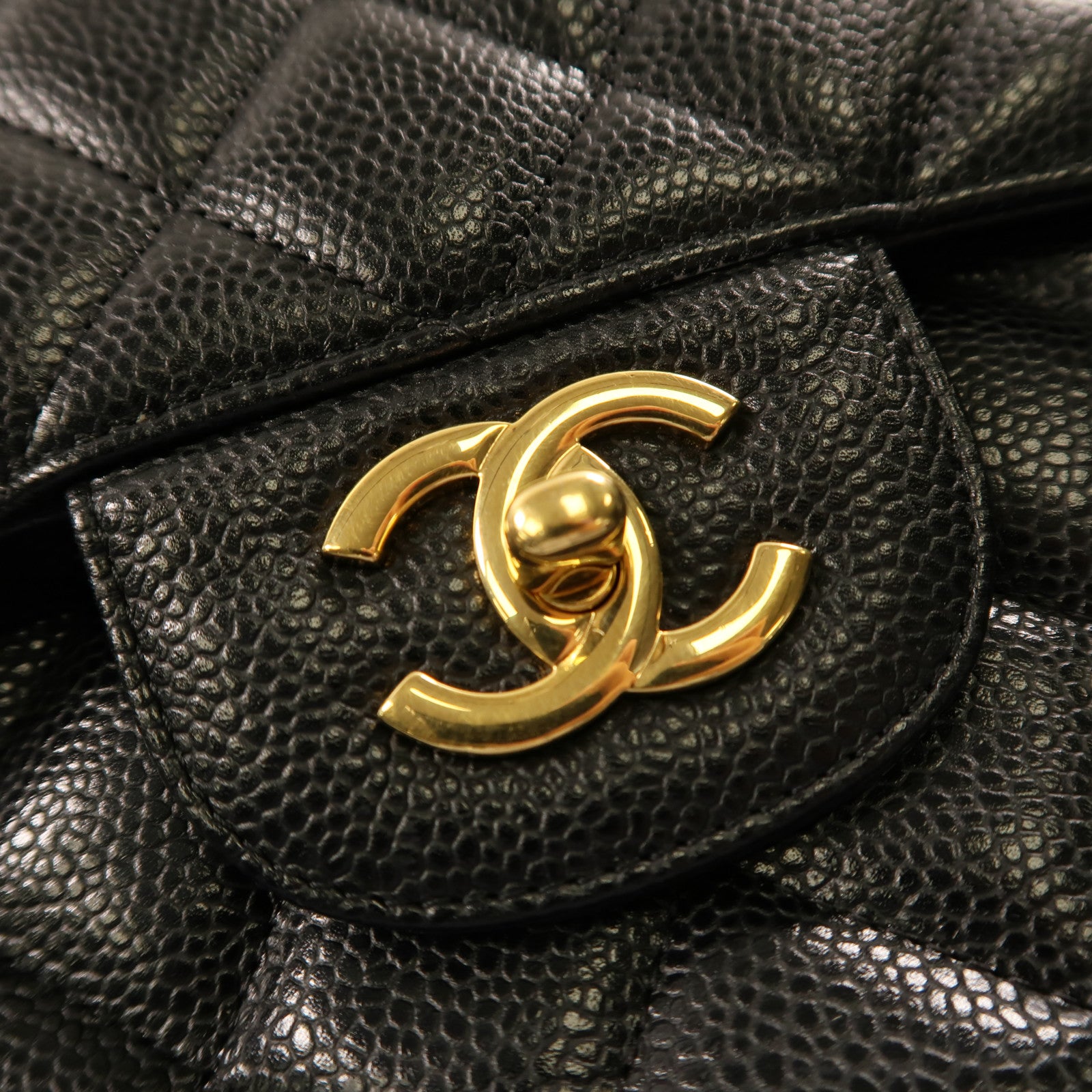 CHANEL 牛皮皮革Large Classic金扣鏈帶肩背袋黑色