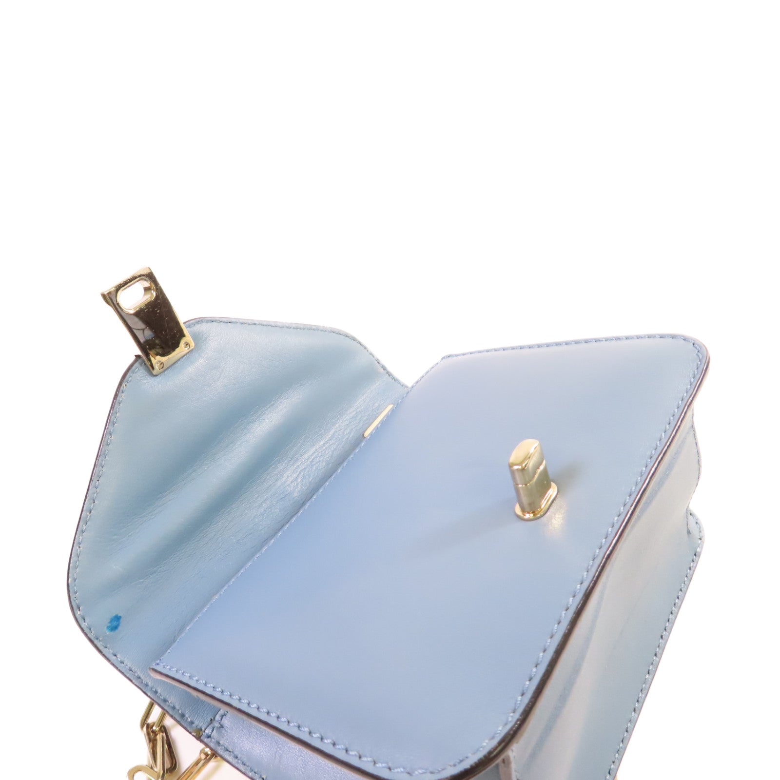 Valentino 牛皮皮革Chain Shoulder Bag金扣鏈帶肩背袋藍色