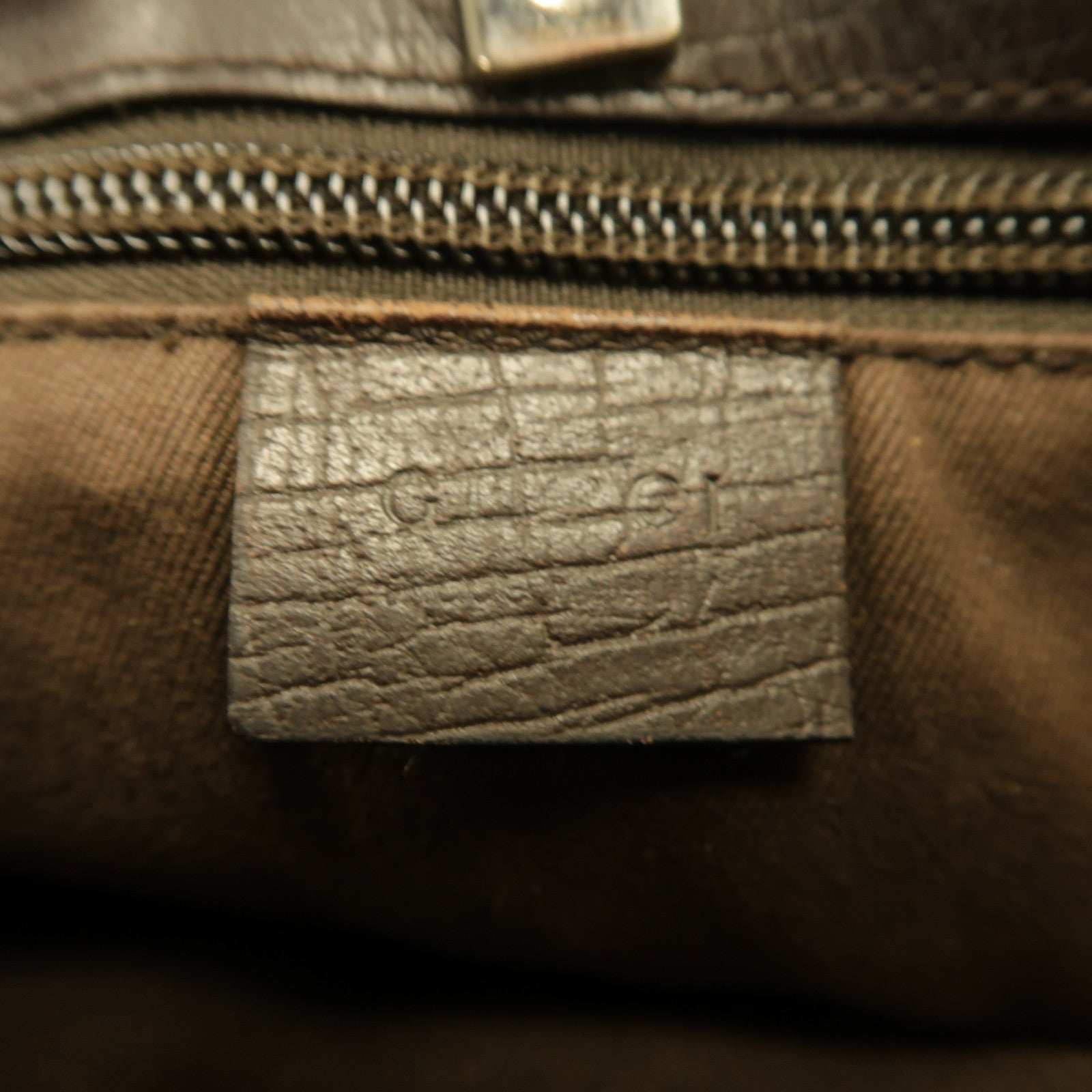 GUCCI 塗層帆布Tote Bag銀扣手挽袋啡色