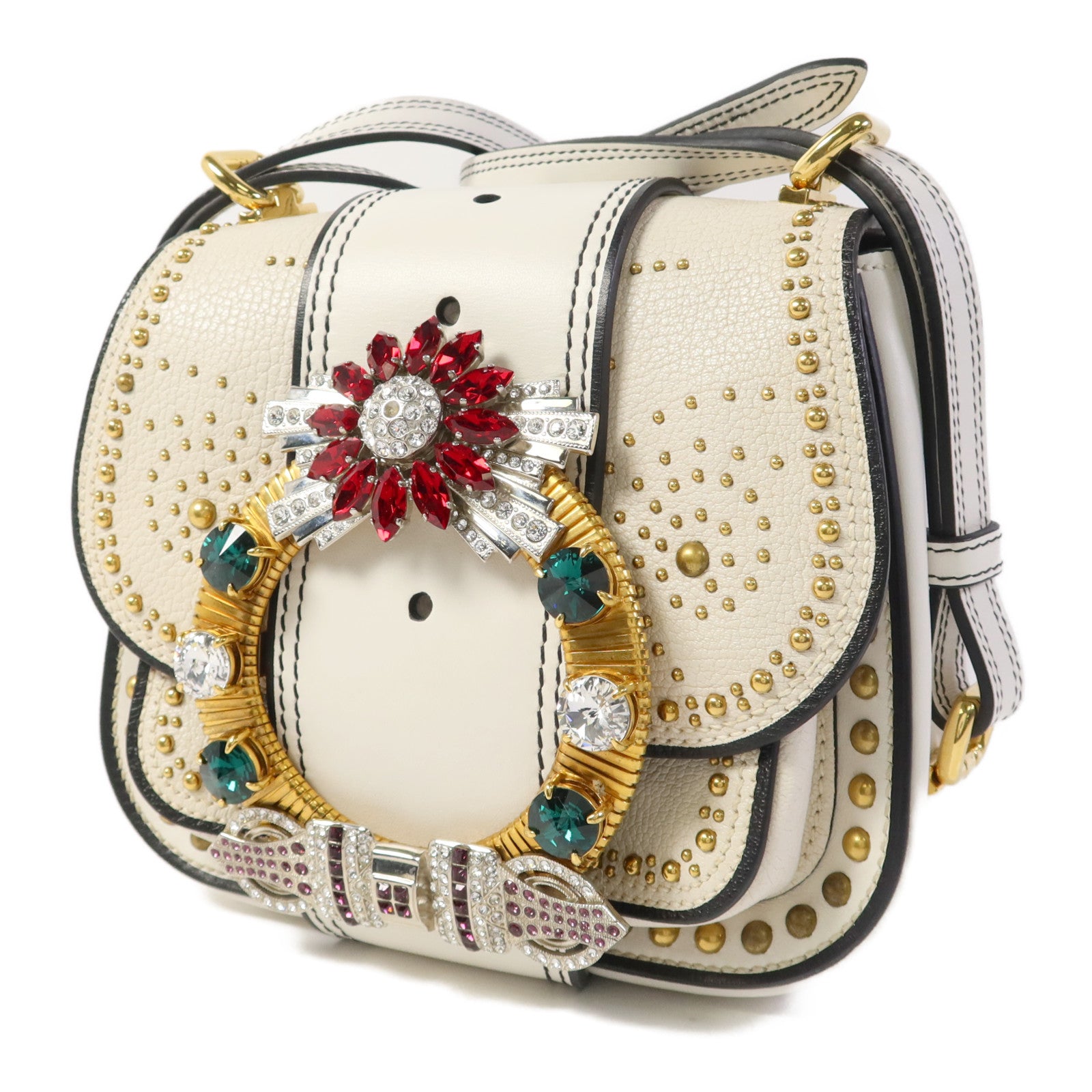 Miu Miu 牛皮皮革Shoulder Bag金扣肩背袋