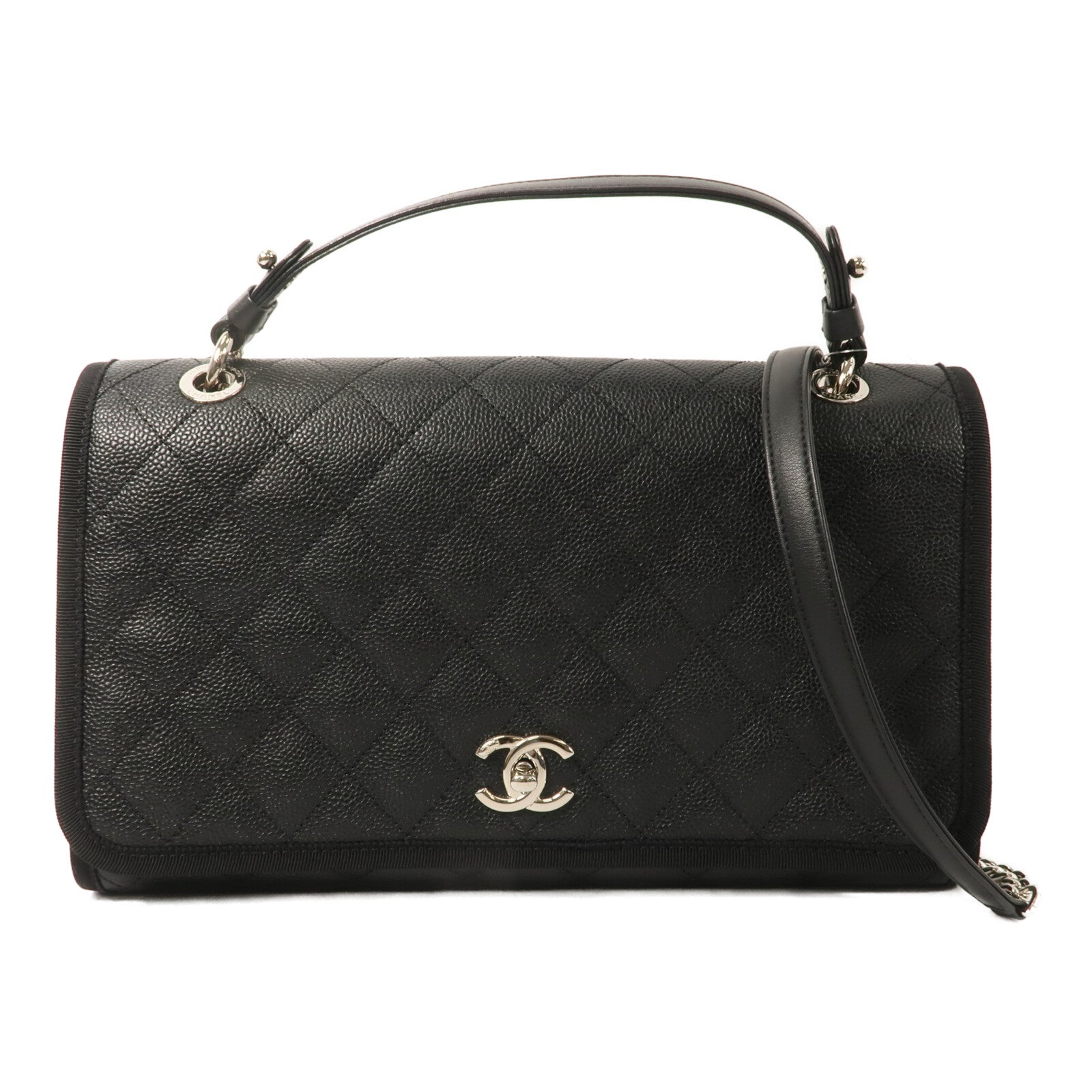 CHANEL 牛皮皮革2 Way Shoulder Bag鏈帶手挽肩背兩用袋