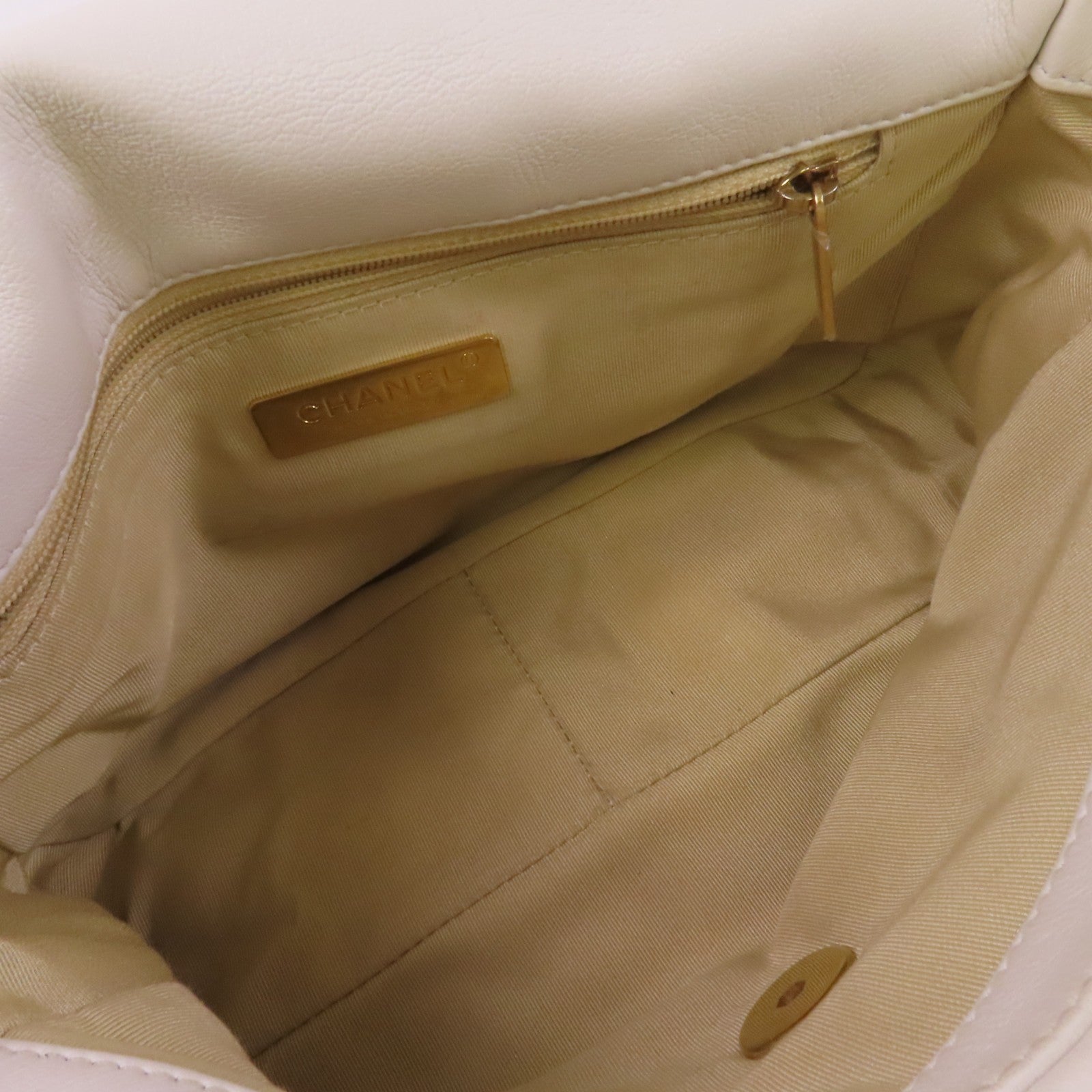 CHANEL 羊皮皮革Chanel 19金扣鏈帶手挽肩背兩用袋