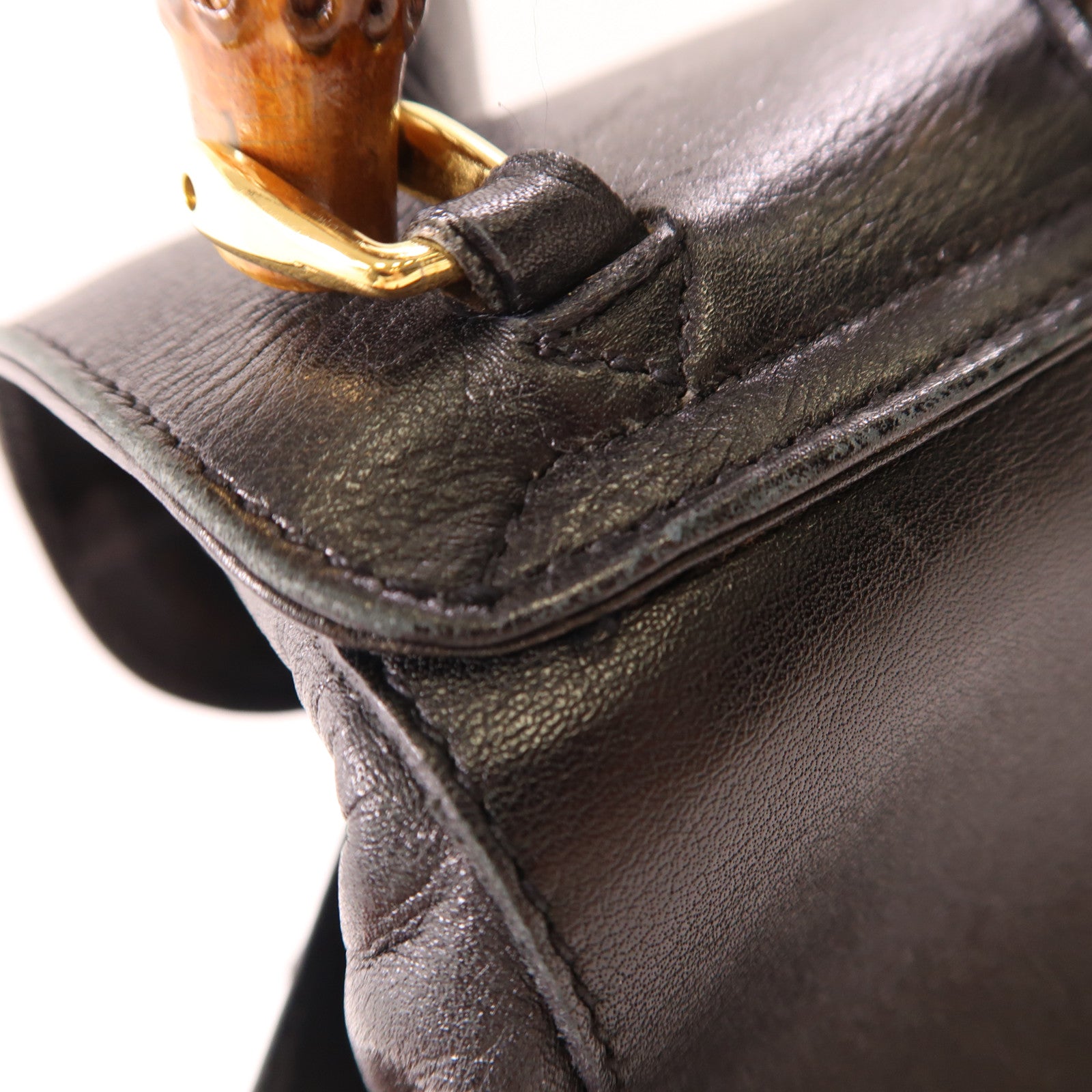 GUCCI 皮革Bamboo Backpack金扣背包