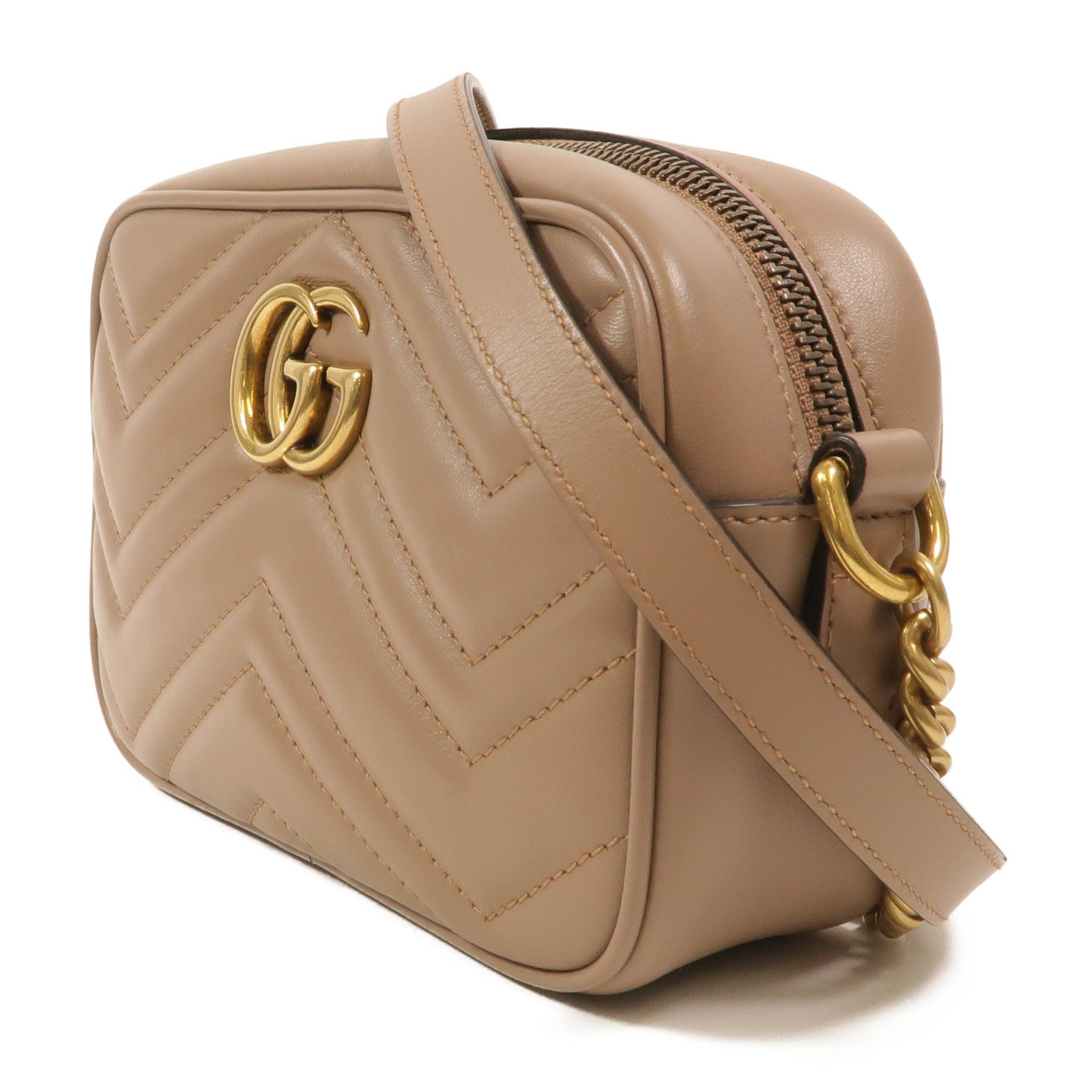 GUCCI 牛皮皮革GG Marmont Mini鏈帶肩背袋