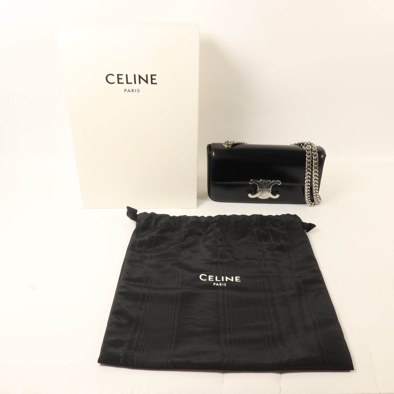 CELINE 牛皮皮革Chain Shoulder鏈帶肩背袋