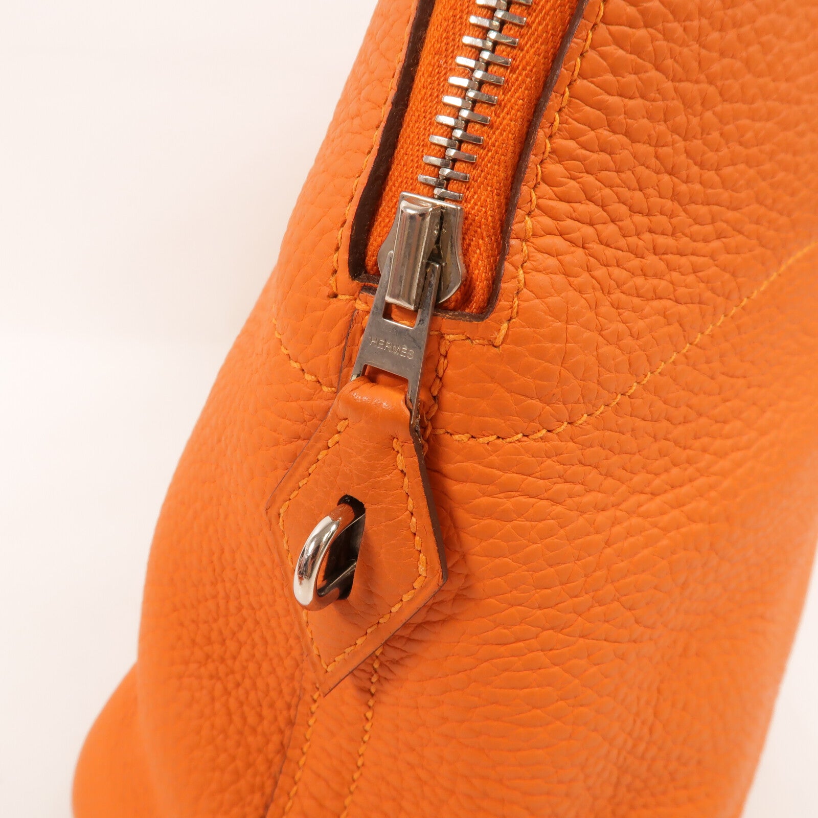 HERMES Clemence皮革Bolide 31手挽袋Orange