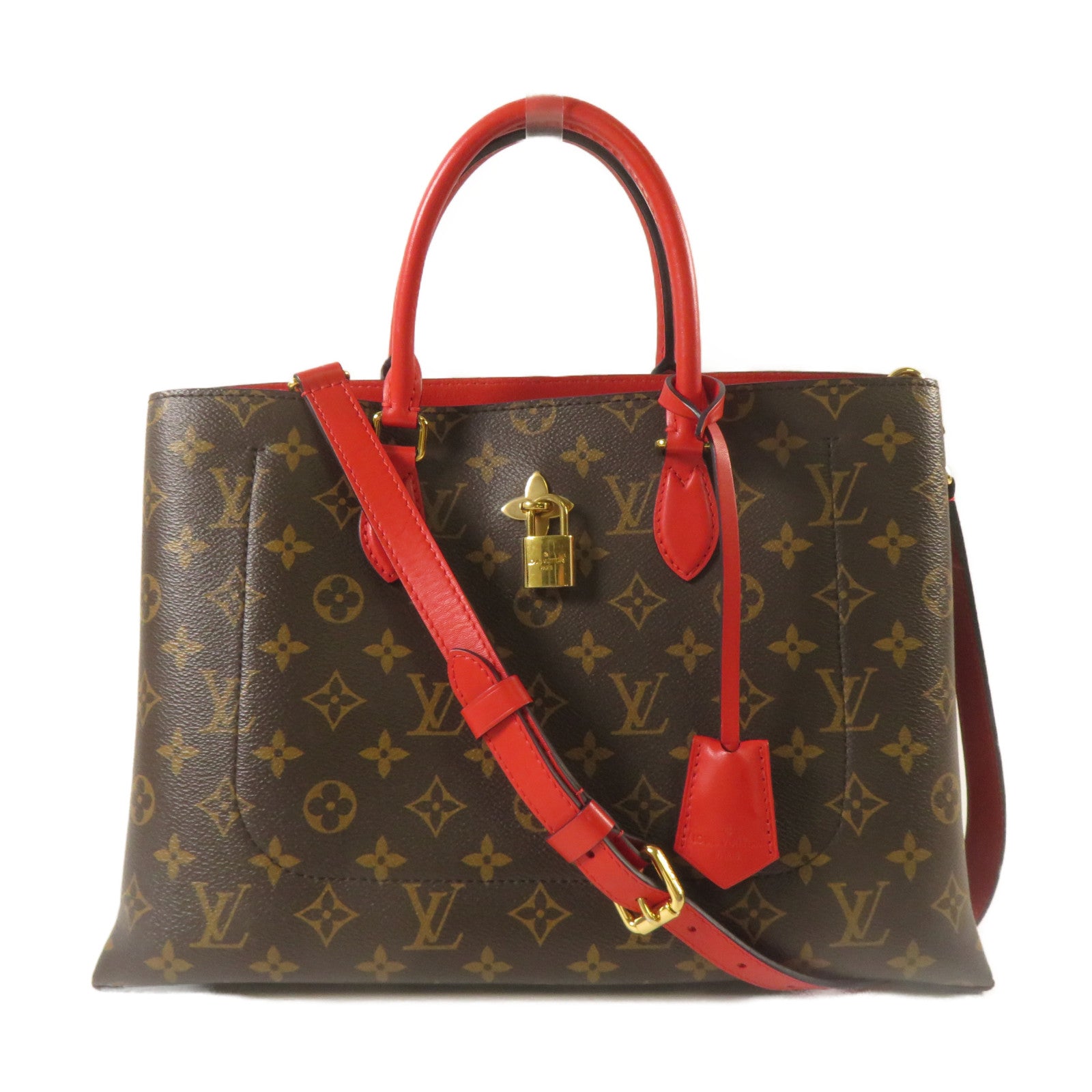 LOUIS VUITTON 【激減優惠】Monogram Flower Tote Bag金扣手挽肩背兩用袋啡色