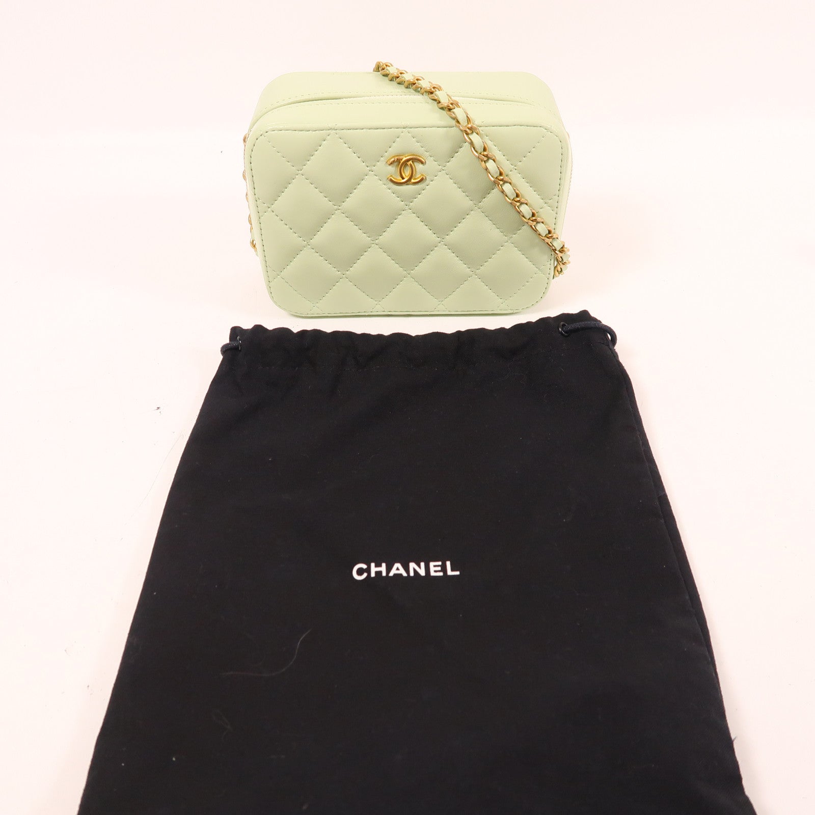 CHANEL 皮革Chain Shoulder金扣鏈帶肩背袋