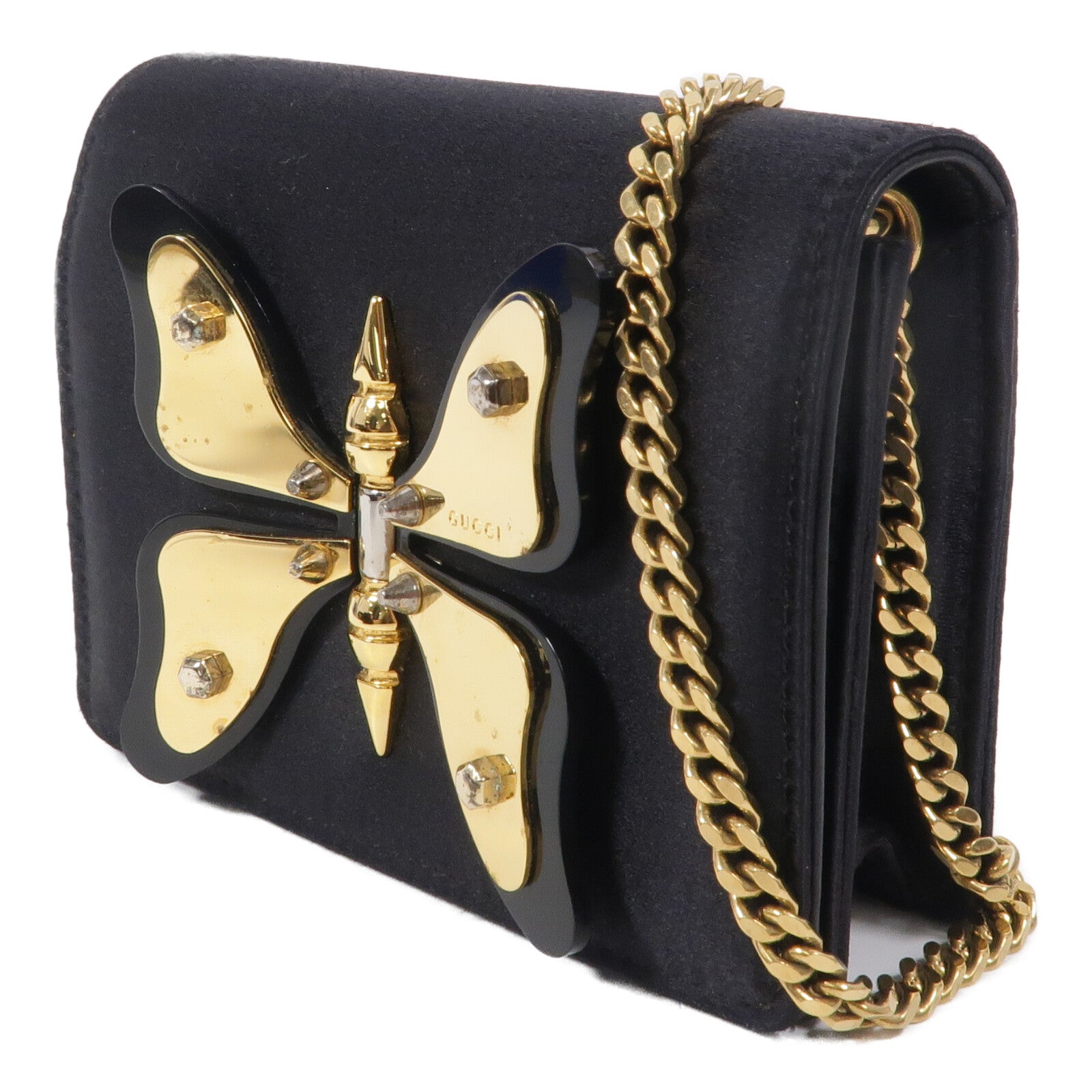 GUCCI Satin Butterfly鏈帶肩背袋