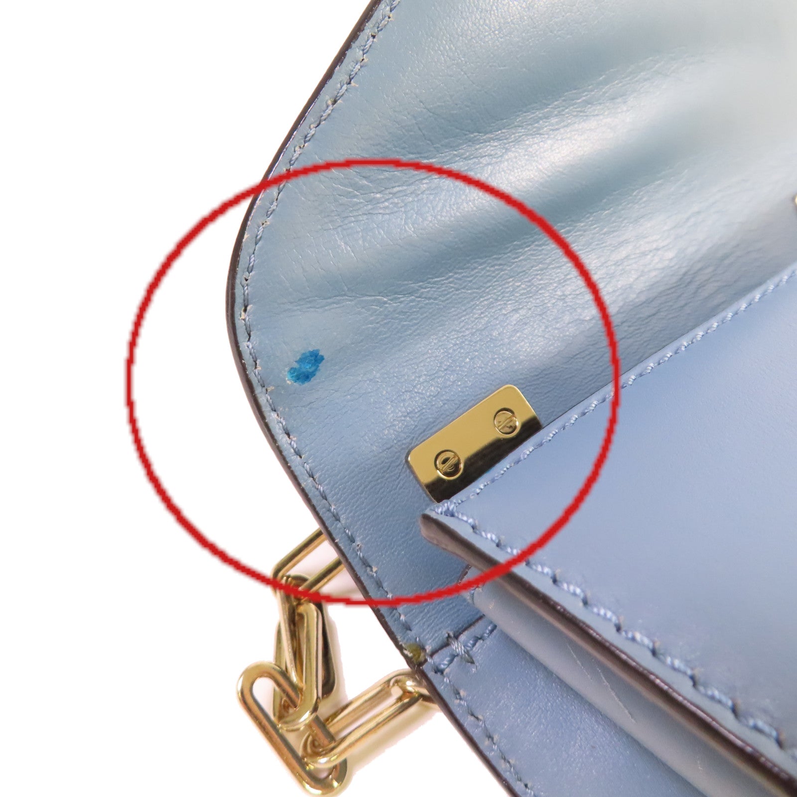 Valentino 牛皮皮革Chain Shoulder Bag金扣鏈帶肩背袋藍色