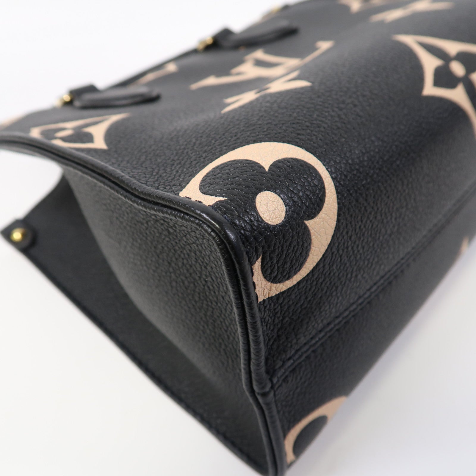 LOUIS VUITTON Monogram Empreinte On The Go PM金扣手挽肩背兩用袋黑色