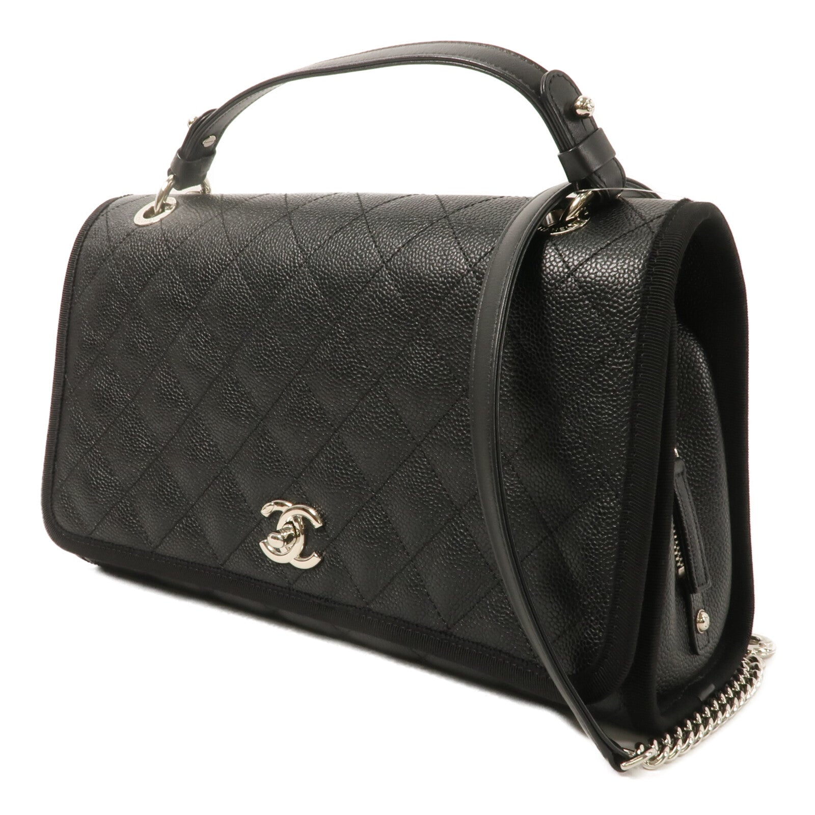 CHANEL 牛皮皮革2 Way Shoulder Bag鏈帶手挽肩背兩用袋