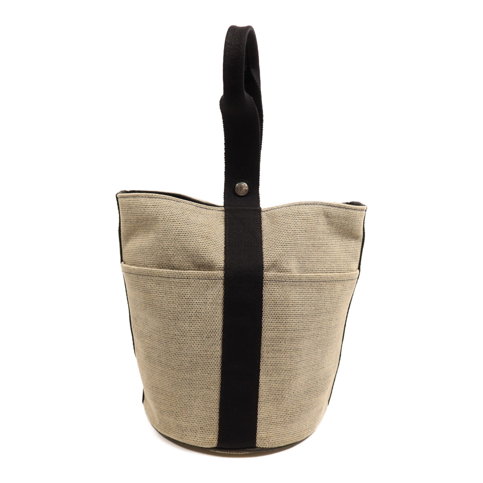 HERMES 帆布Saxo MM銀扣手挽袋