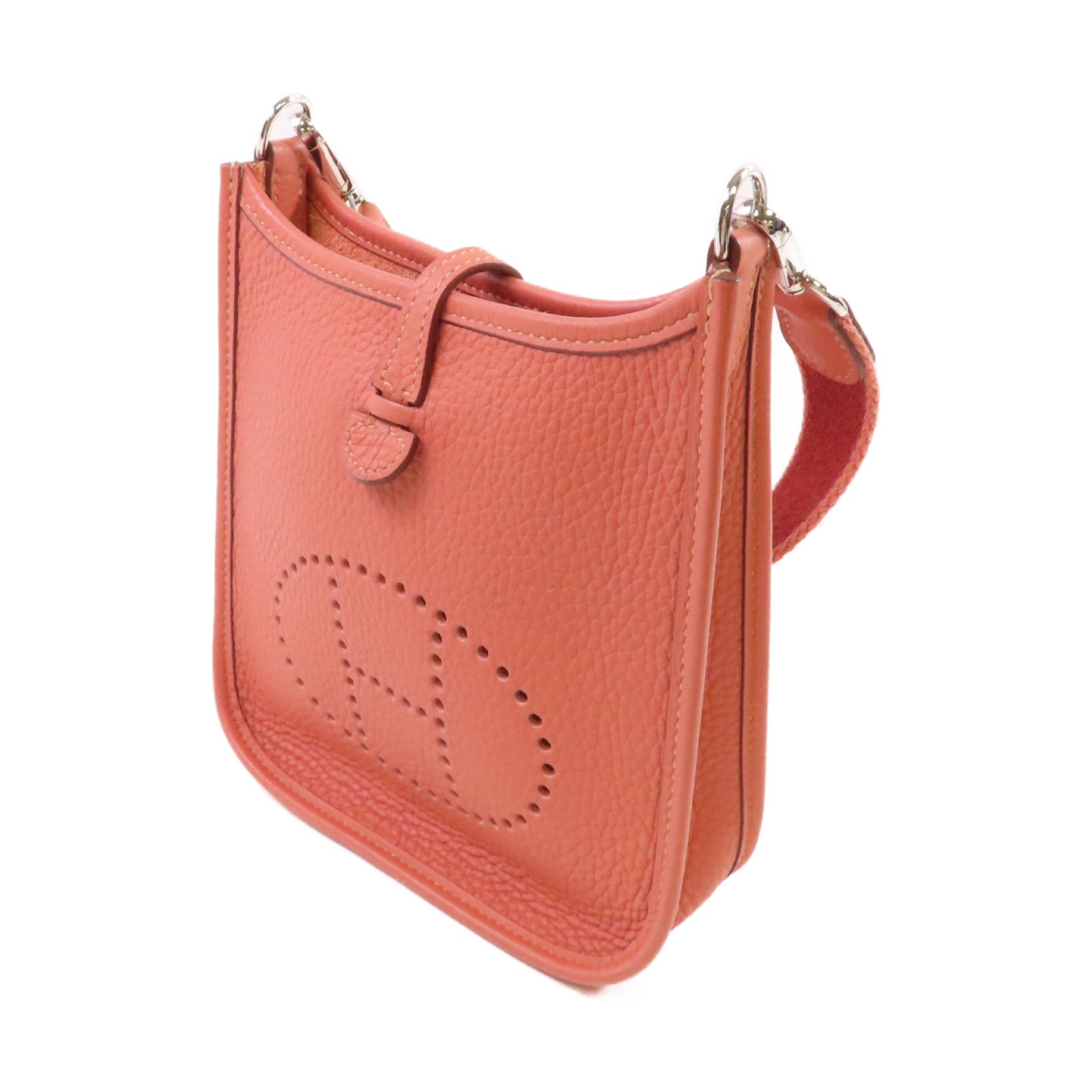 HERMES Clemence皮革Evelyne TPM Shoulder Bag銀扣肩背袋I5 Flamingo Pink/火鶴粉色